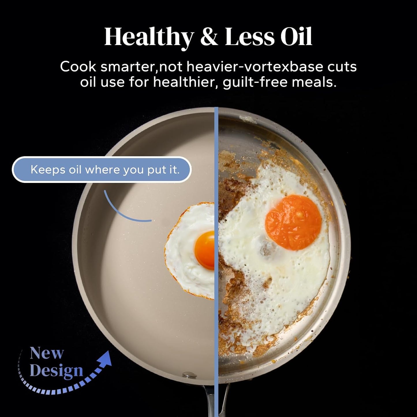 Redchef Ceramic Non Stick Frying Pans, 9.5" Skillet, Omelette Egg Pan with Stay Cool Handle, Ceramic Chef Pan for Cooking Non Toxic, PFOA & PFAS Free, Induction Compatible, Oven Dishwasher Safe(Beige)