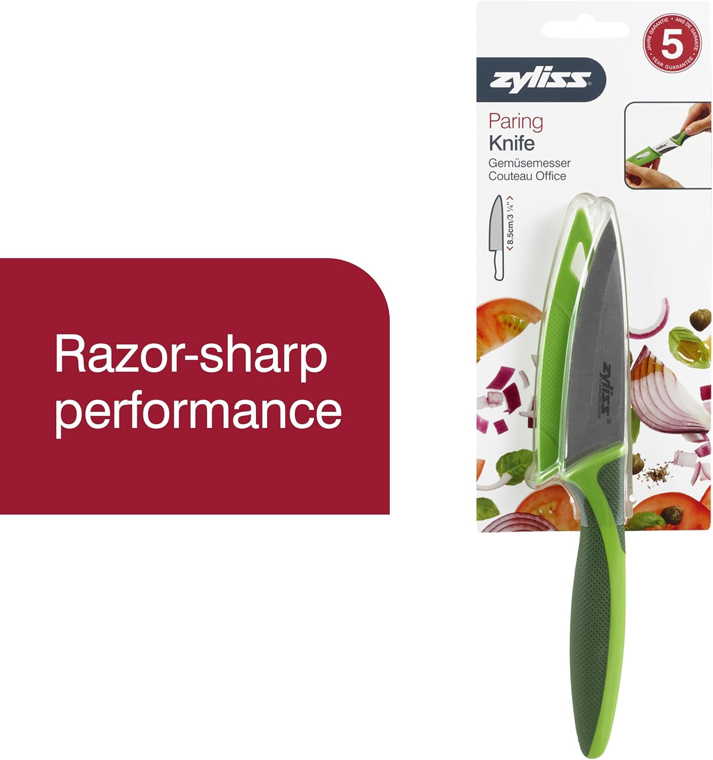 Zyliss Utility Kitchen Knives with Sheath Covers - Dishwasher Safe - Stainless Steel Kitchen Knives Perfect for Cutting Meat, Vegetables & Fruit - 2 Piece 3.25" Paring Set