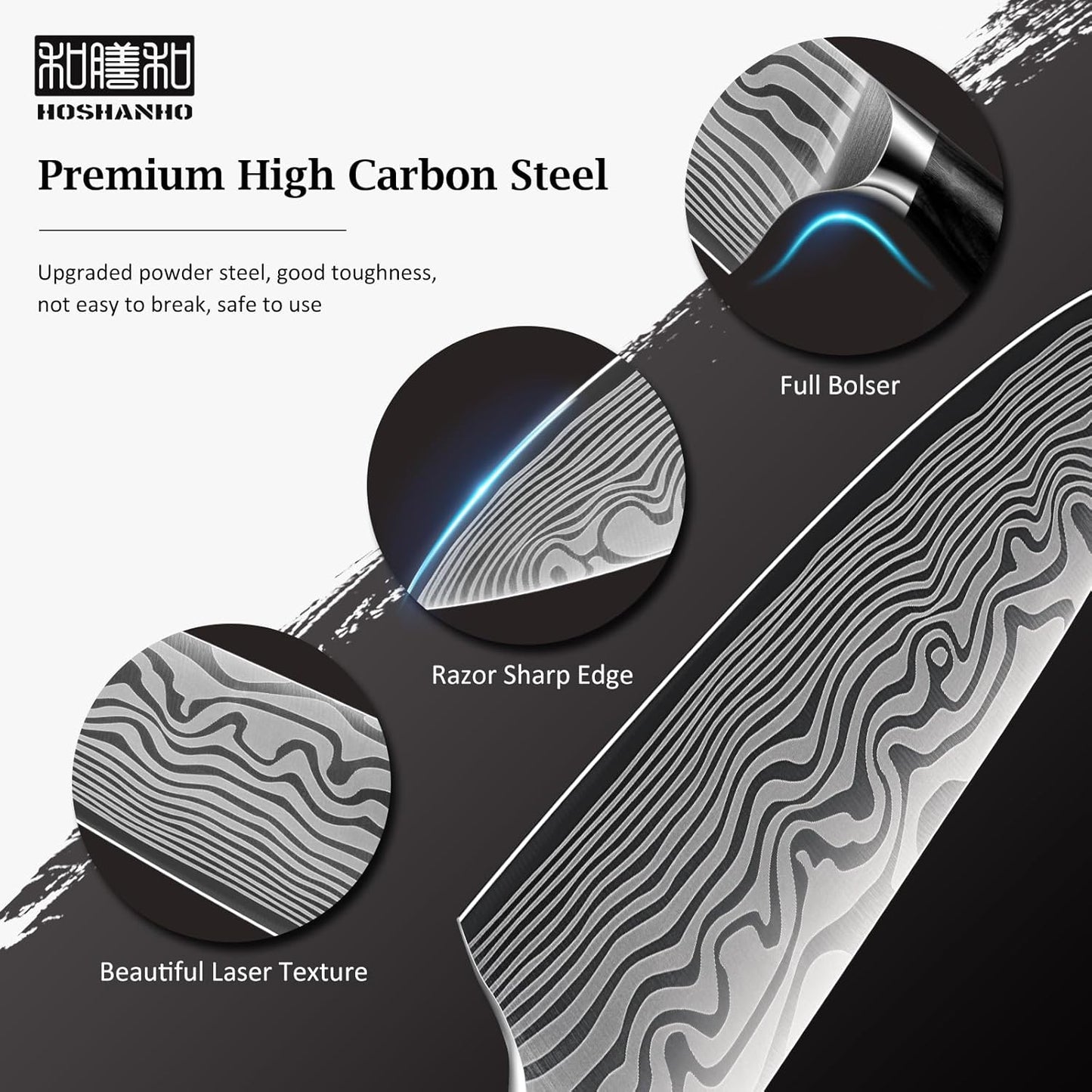 3 Pieces Knife Set, Professional High Carbon Powder Steel Kitchen Knife Set, Ultra Sharp Knives Set for Kitchen with Elegant Gift Box