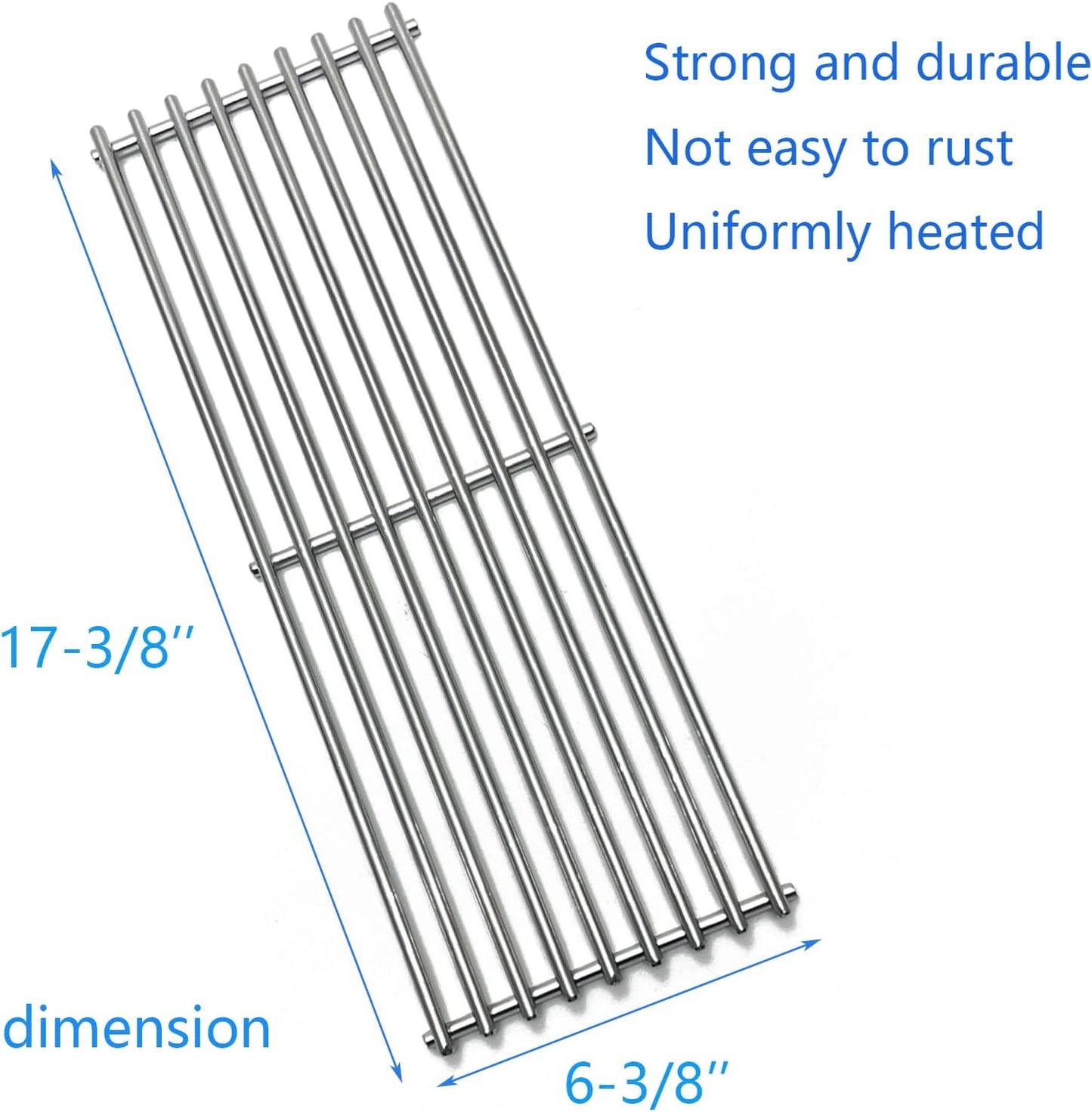 S024 Stainless Steel Grates for Broil King Baron 320, 340, 420, 440, 490 Huntington 2122-64 2122-67 6020-54 6020-57 6020-64 Broil-Mate 7020-54 7020-64 7120-64 Sterling Gas Grill 17-3/8"
