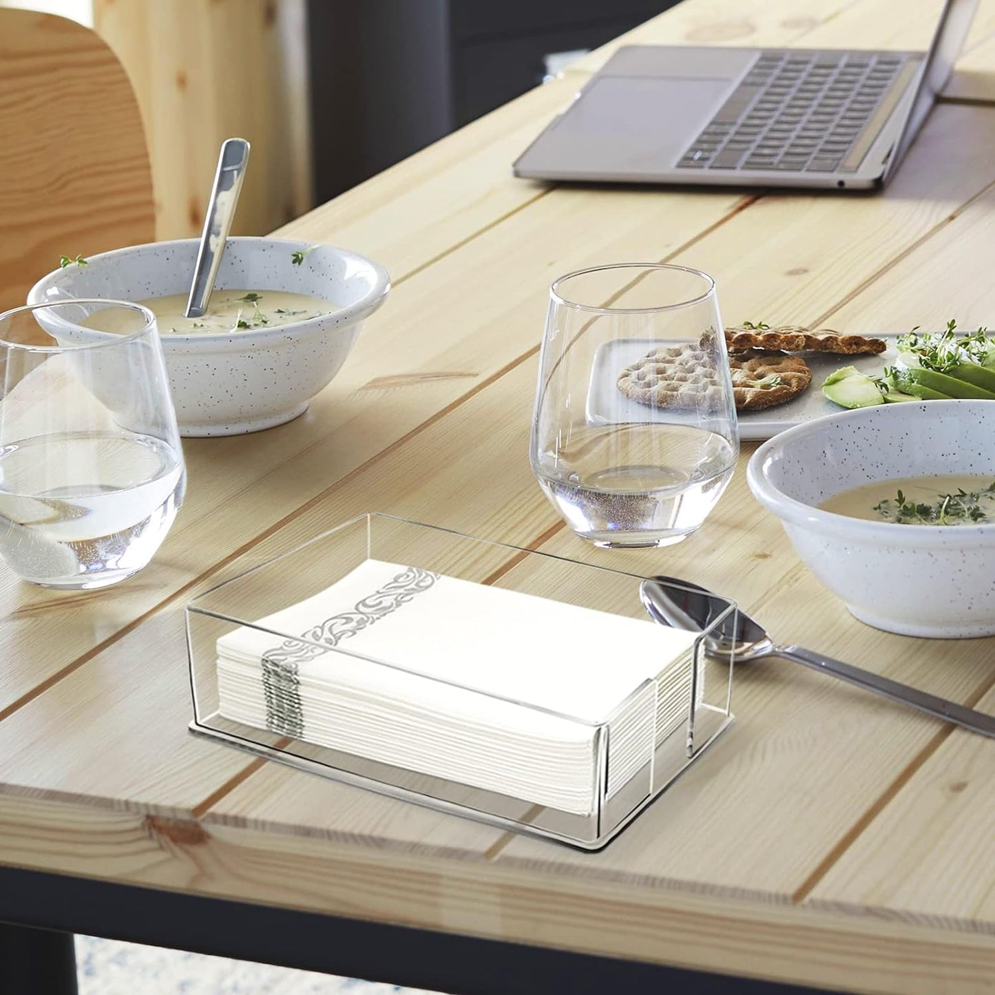 Guest Towel Napkin Holder, Acrylic Guest Towel Holder, Hand Towels Holder for Bathroom, Guest Towels Storage Tray for Kitchen, Parties, Weddings, Events (0.1in Thickness)