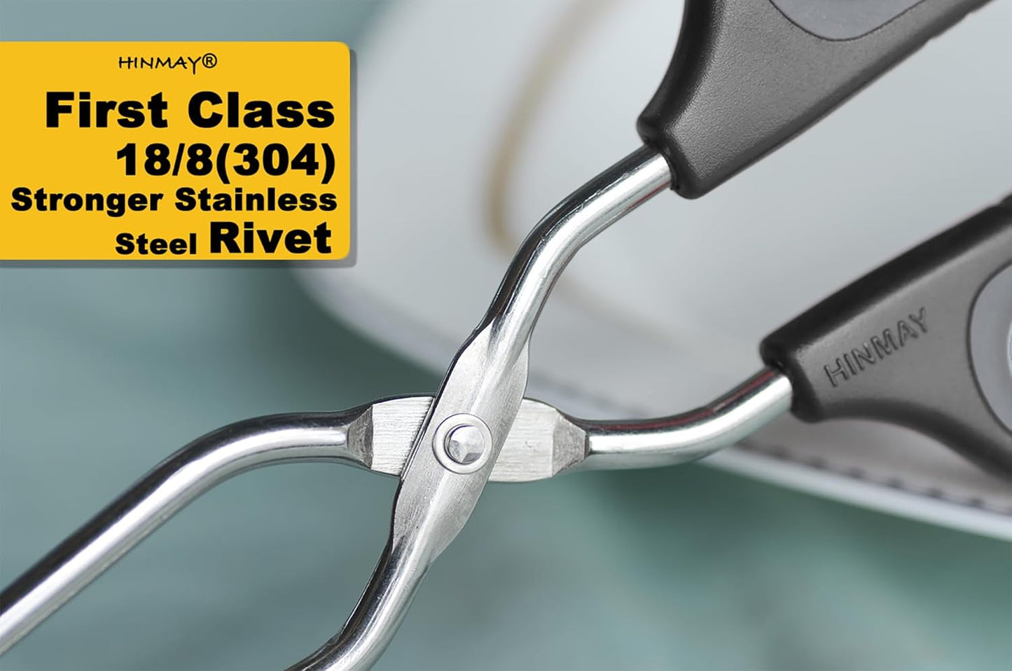 Scissor Tongs 16-Inch Extra Long Stainless Steel Barbecue Grilling Tongs (Black Handle)