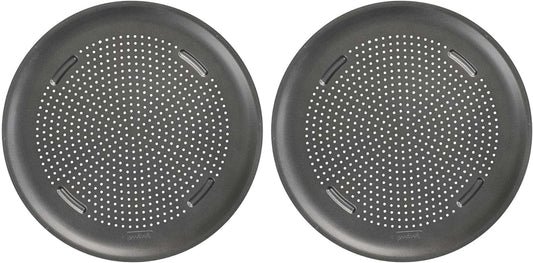 GoodCook AirPerfect Nonstick 16” Pizza Pan - Set of 2 - Pizza Trays for Oven, Perforated Round Pizza Pan, Carbon Steel Baking Pan, Homemade, Frozen & Leftover Slices