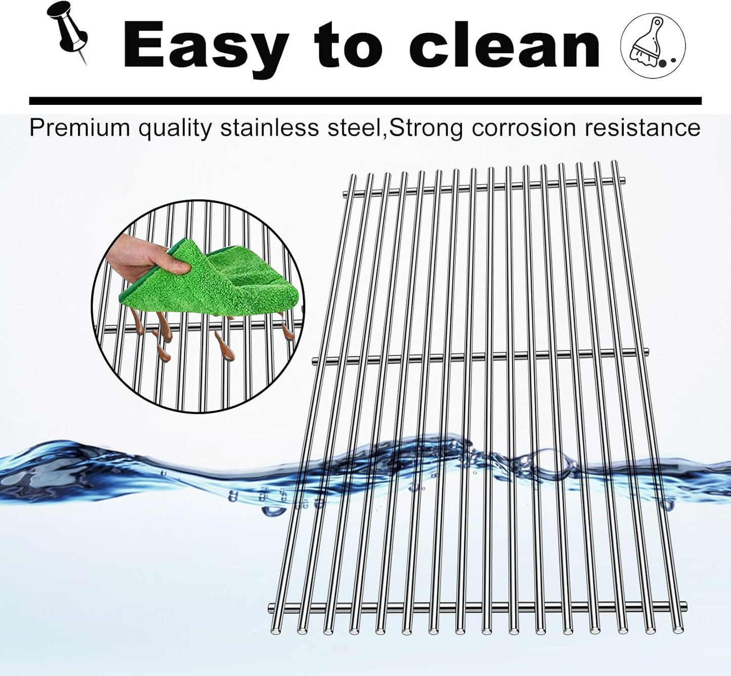 Grill Grates Replacement for Weber Grill Parts Weber Genesis II E-410, S-410, E/S-415, E/S-435, LX E/S-440, 66089, 66097, Stainless Steel Genesis 2 Flavorizer Bars Grids BBQ Grill Accessories