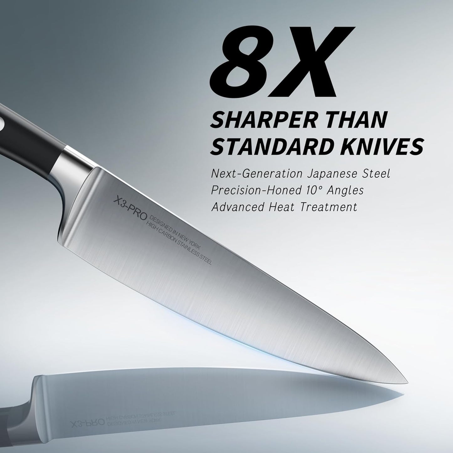 Knife Set with Block Premium, Japanese 15 Piece Ultra Sharp High Carbon Stainless Steel Kitchen Knives set with Sharpener, Professional Knife Block Set with Ergonomic Handle for Home Chefs