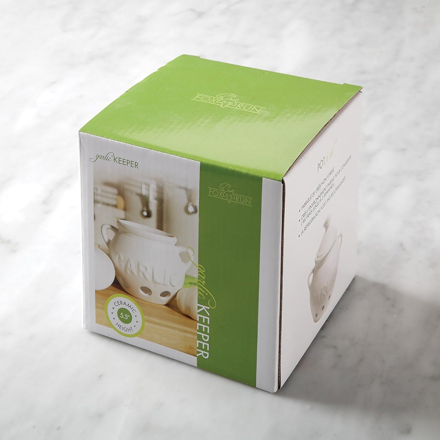 Fox Run Garlic Keeper and Storage, White Ceramic, 5.25" x 4.25" x 5.5"