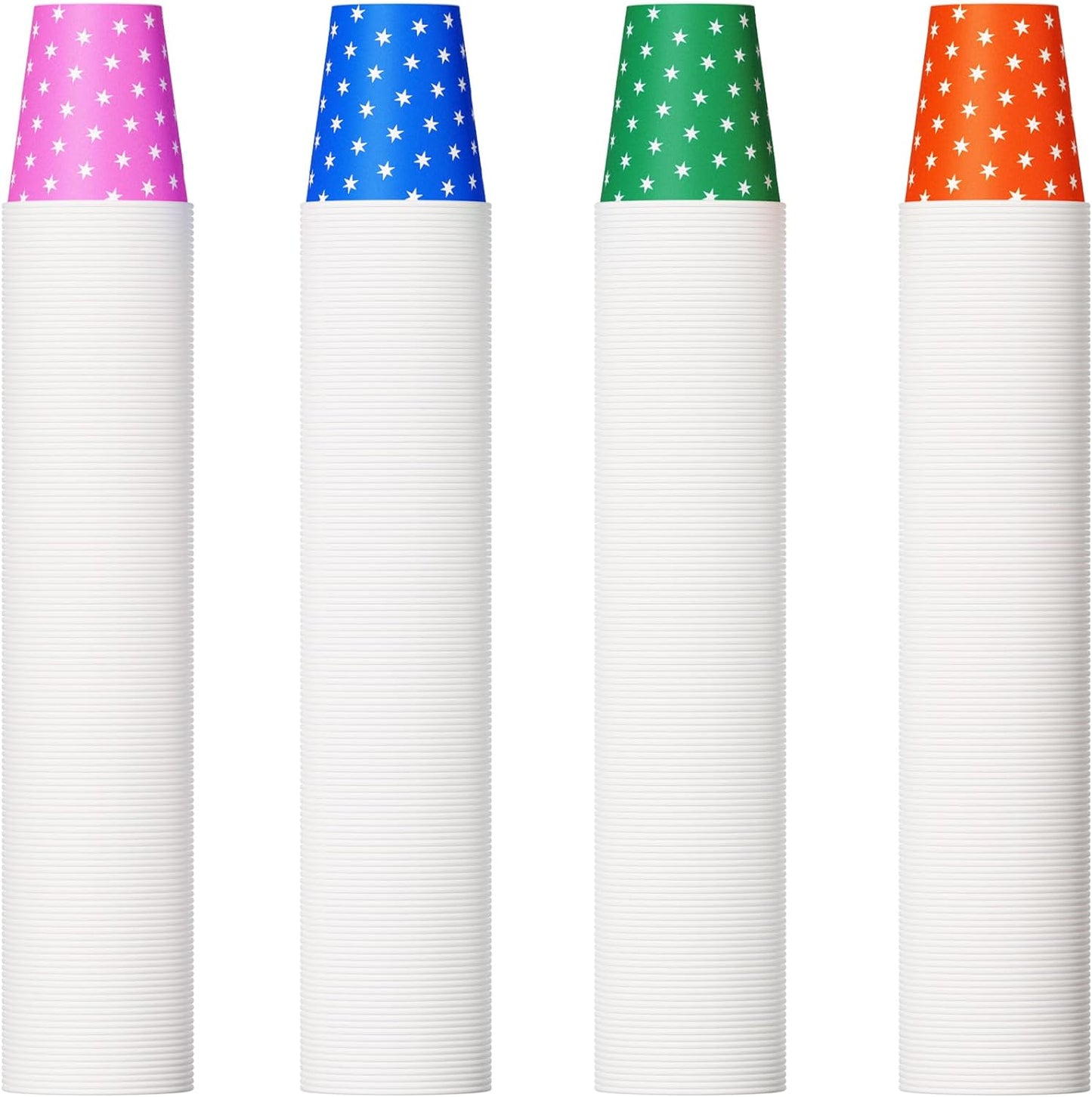 500 Pack 5oz Paper Cups, Multicolor Paper Disposable Cups, Small Mouthwash Cups, Cold Beverage Drinking Cup for Party,Travel and Event (Stars)
