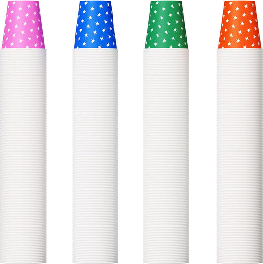 500 Pack 5oz Paper Cups, Multicolor Paper Disposable Cups, Small Mouthwash Cups, Cold Beverage Drinking Cup for Party,Travel and Event (Stars)