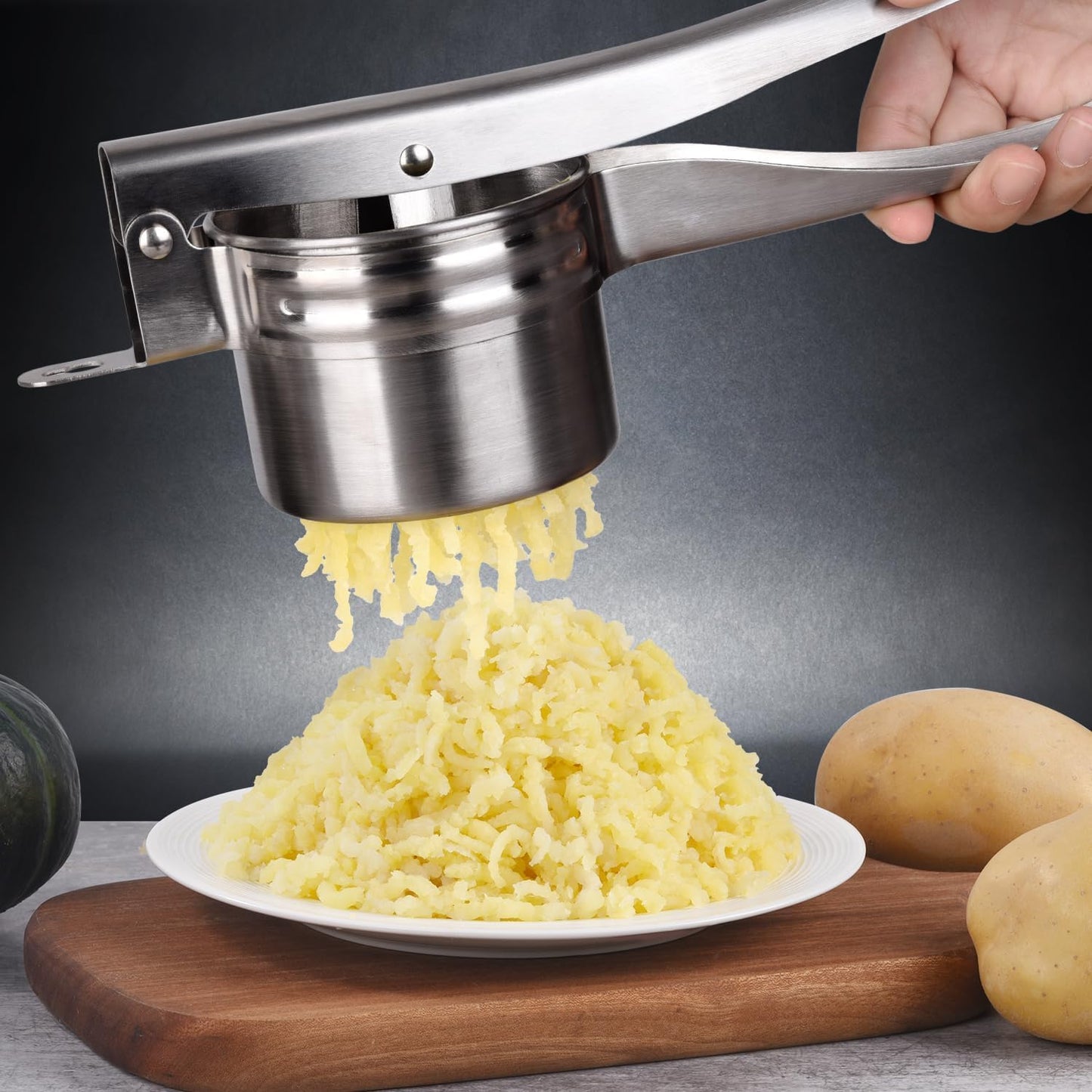 Potato Ricer, Sopito Upgraded Stainless Steel Potato Masher with 2 Interchangeable Cups Heavy Duty Kitchen Tool