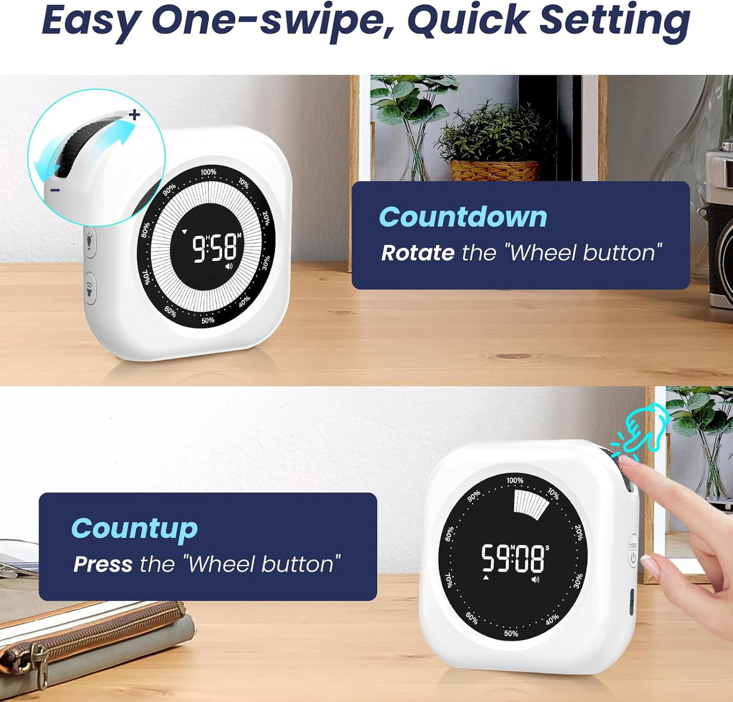 Visual Timer for Kids, 10 Hours Countdown/Up, with Rechargeable, 3 Brightness Display, 3 Volume Levels and Magnetic, Homeschool Study Tool, Large Digital Timers for Kitchen, Classroom