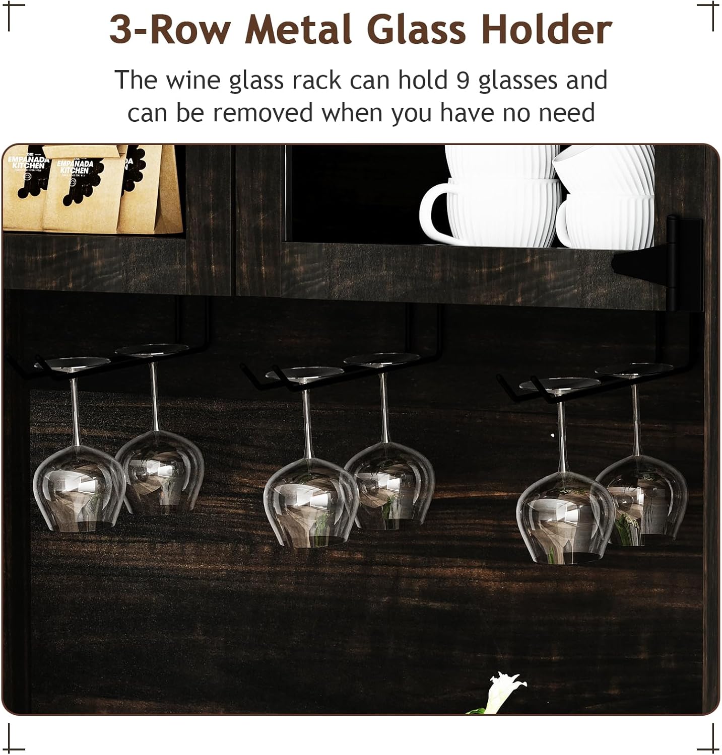 4ever2buy Farmhouse Coffee Bar Cabinet with Sliding Barn Door, 72" Hutch Coffee Bar with Storage, Large Kitchen Buffet Cabinet with Hutch, Tall Bar Cabinet Table for Living Dining Room, Oak