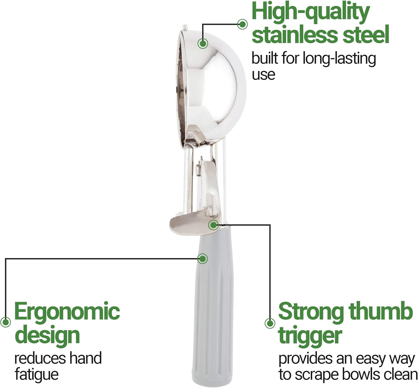 Met Lux 4 oz Stainless Steel #8 Portion Scoop - with Gray Handle - 1 count box