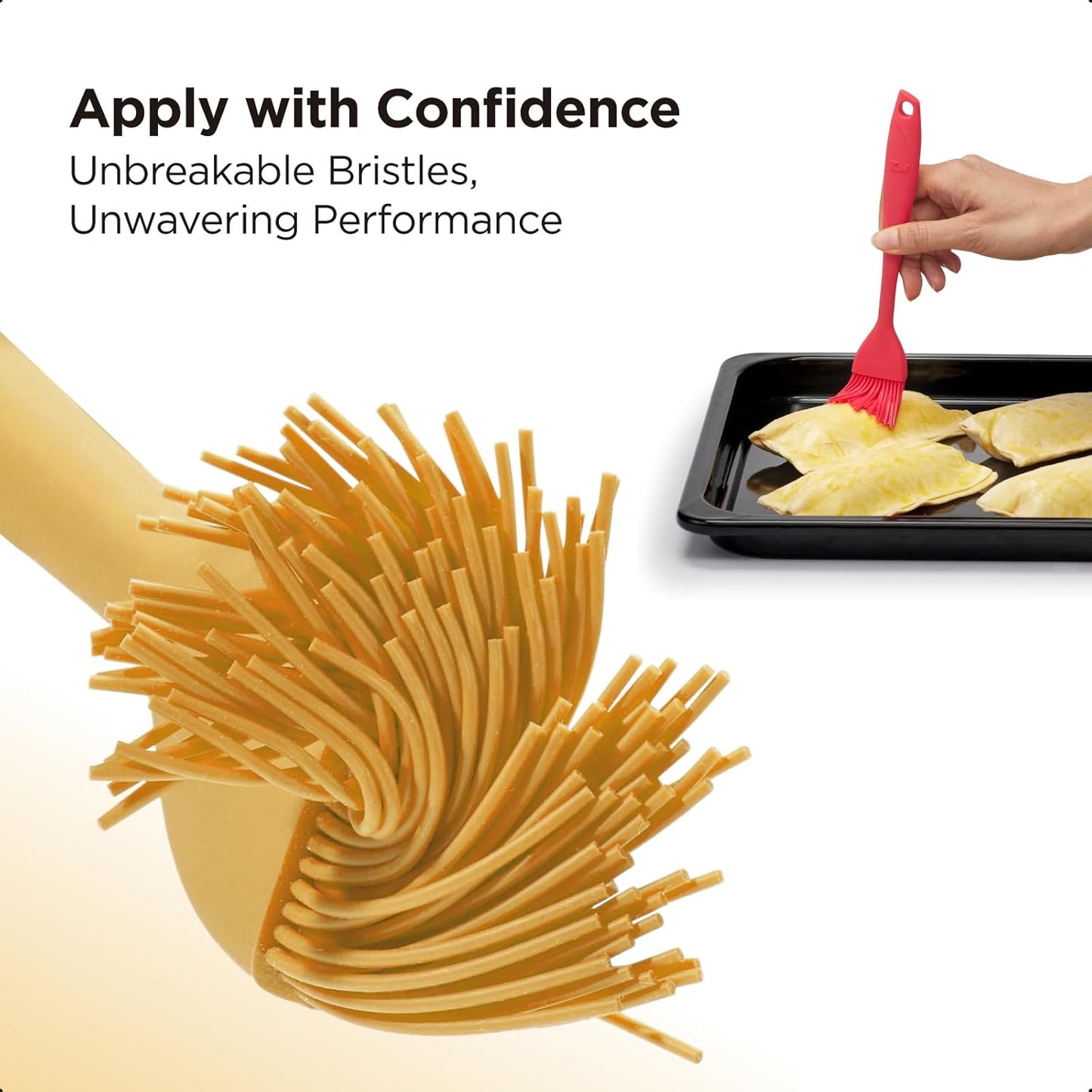 Kitchen Mama WaltzGrip Platinum Silicone Basting Pastry Brush: Set of 2 Heat-Resistant Brushes Utensils for Cooking, Baking, Grilling, Barbecue, and Spreading Oil, Butter, Egg (Yellow)