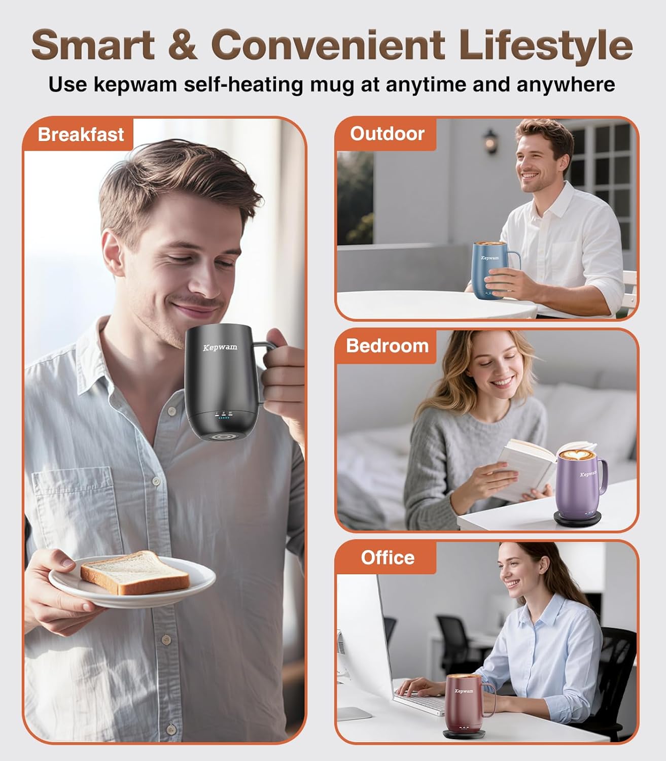 Heated Coffee Mug T2-Plus, 20oz Leading Large Capacity Self Heating Coffee Mug, Up to 8 Hrs Battery & Hot Up to 149℉, Smart Coffee Mug for Women, Men