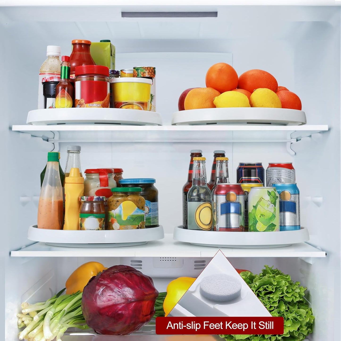 2 Set, 10 Inch Non-Skid Lazy Susan Organizers - Turntable Rack for Cabinet, Pantry Organization and Storage, Kitchen, Fridge, Bathroom Makeup Vanity Countertop, Under Sink Organizing, Spice Rack