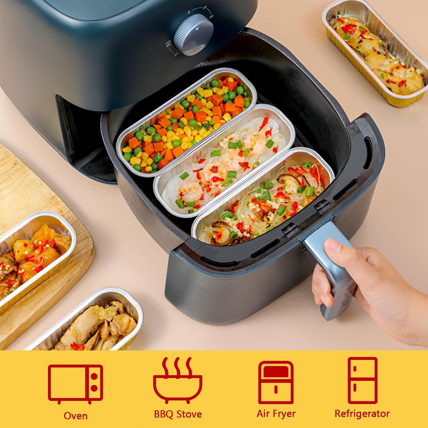 LNYZQUS Mini Loaf Pans with Lids 100 Pack, 6.8oz Mini Cake Pans Rectangle Aluminum Foil Baking Tins Containers,Disposable Small Cake Baking Pan Cupcake Baking Cups Muffin Tins-White