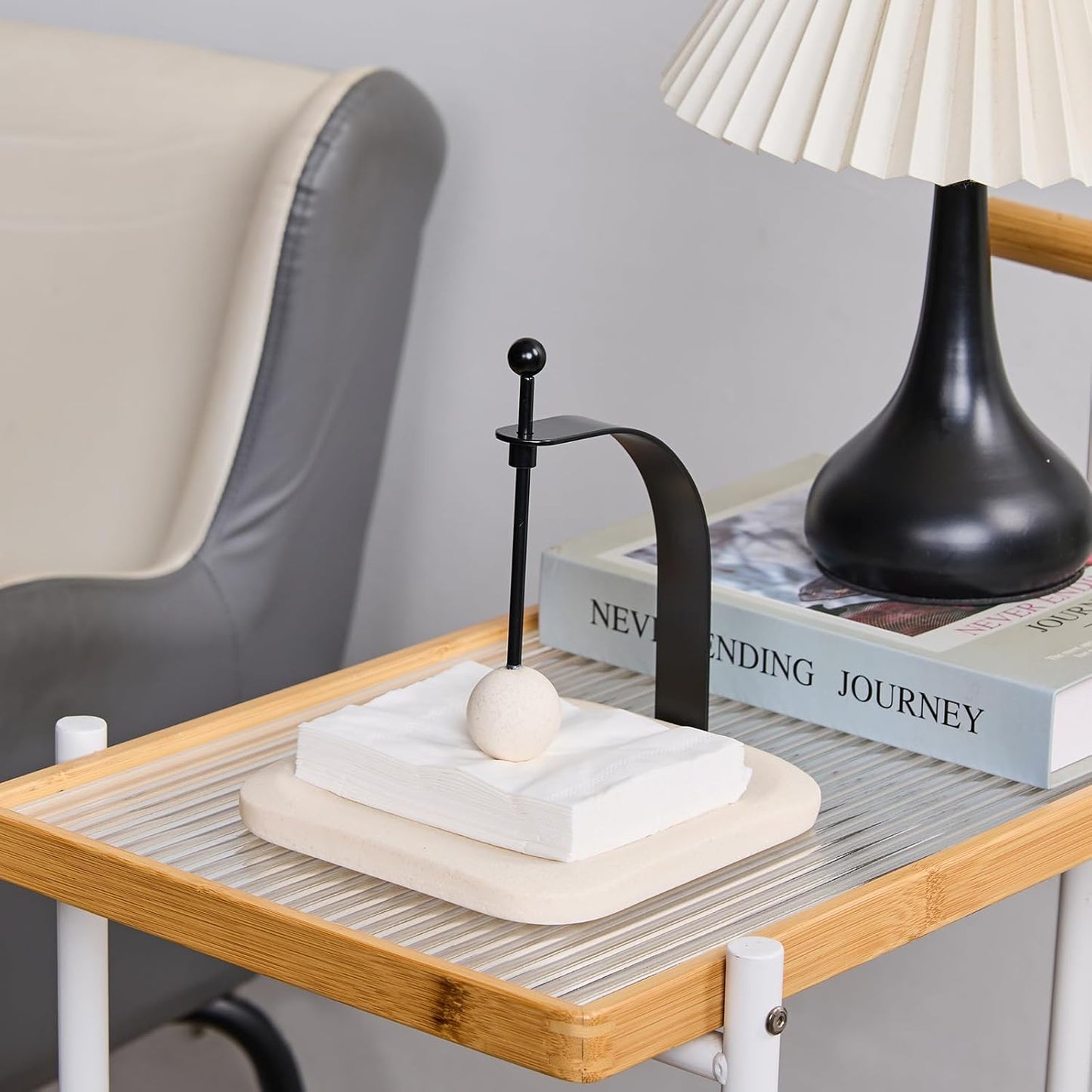 Beige Sand Stone Napkin Holder - Decorative Square Paper Napkin & Towel Holder for Kitchen, Restaurant, Bathroom - Durable Resin Table Organizer - Stylish Home Gift