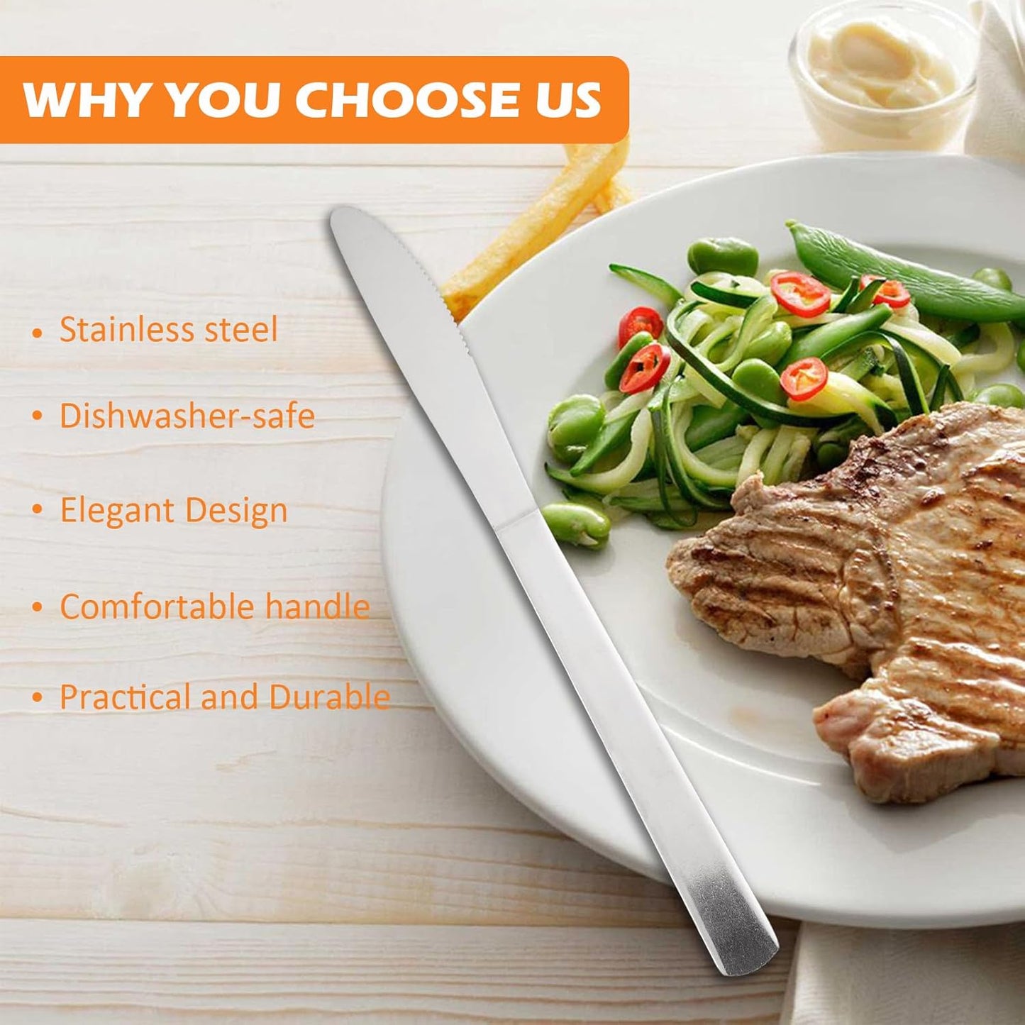 36 PCS Dinner Knifes Set - Windsor Stainless Steel Table Knives 8.7 Inch with Dishwasher Safe Butter Knives,Metal Butter Knofe,Dinner Knife Silverware for Home,Kitchen or Restaurant