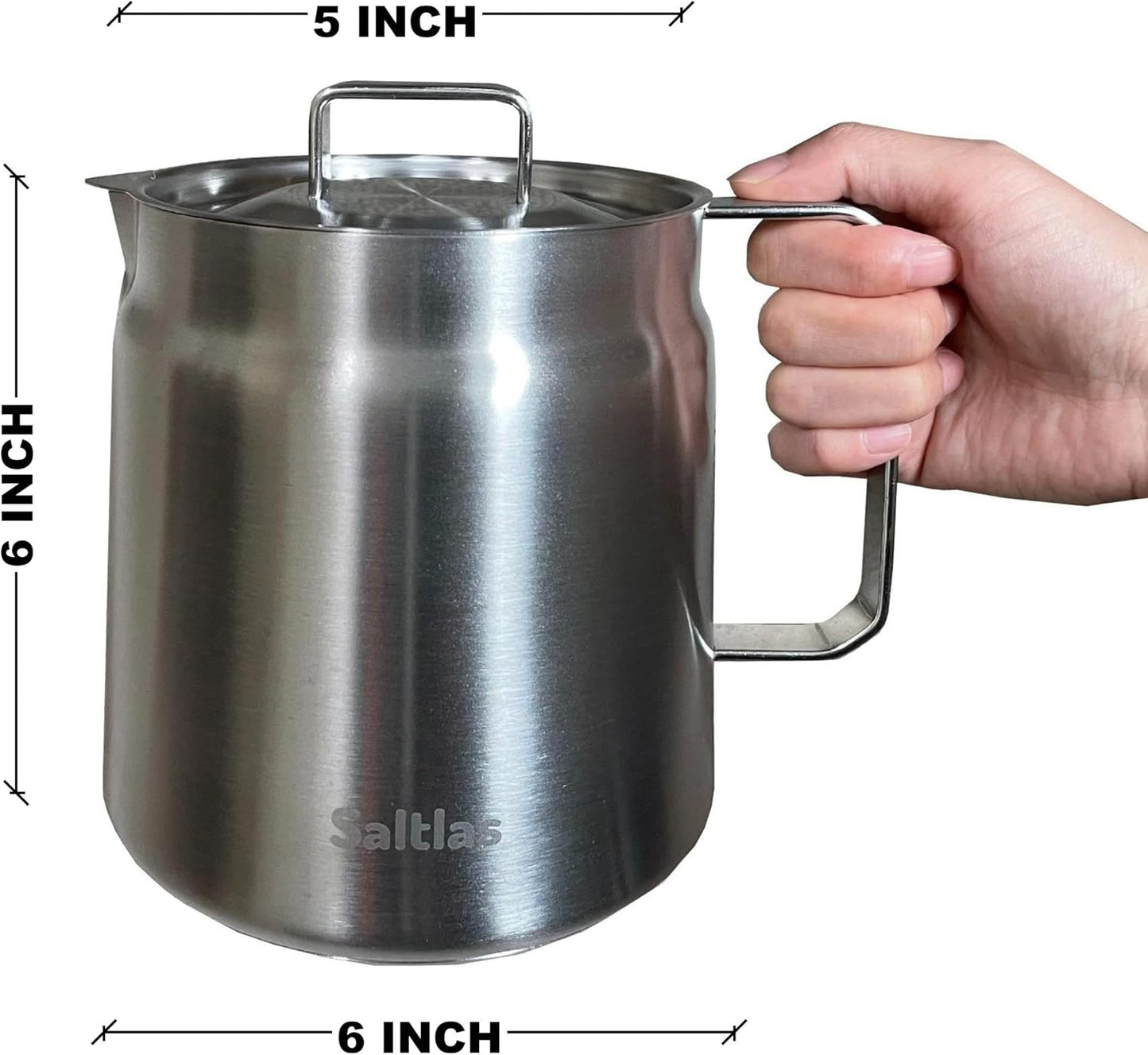 Deep Fryer Pot with Basket and Oil Strainer, 304 Stainless Steel Deep Frying Pot for French Fries, Chicken, or Japanese Tempura, 2L (2Qt)