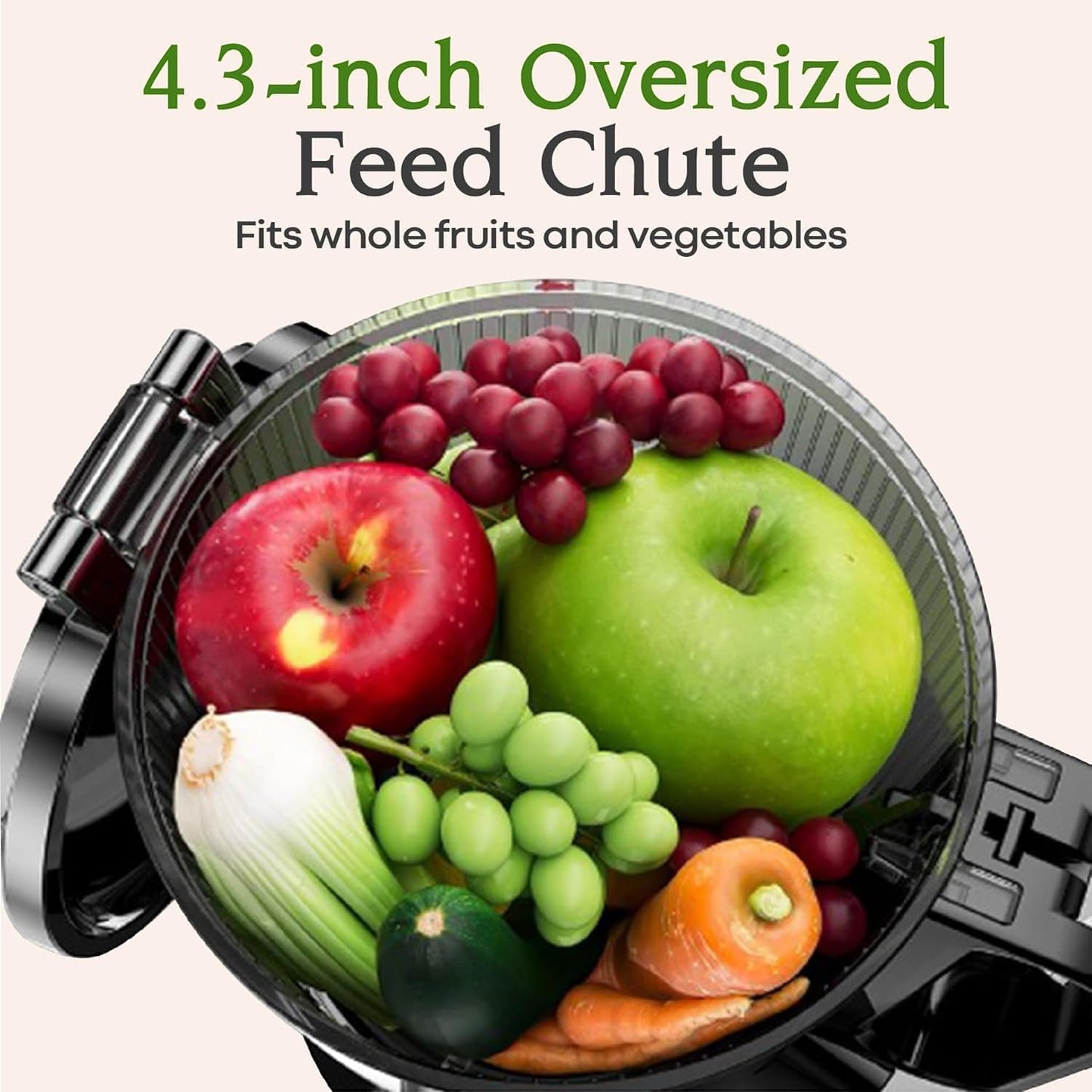 Cold Press Juicer, 200W Slow Juicer 4.3" Large Feed Chute Fit Whole Fruits Vegetables | Upgraded Auger | Tritan Material | BPA Free | Juice Recipes (Silver)
