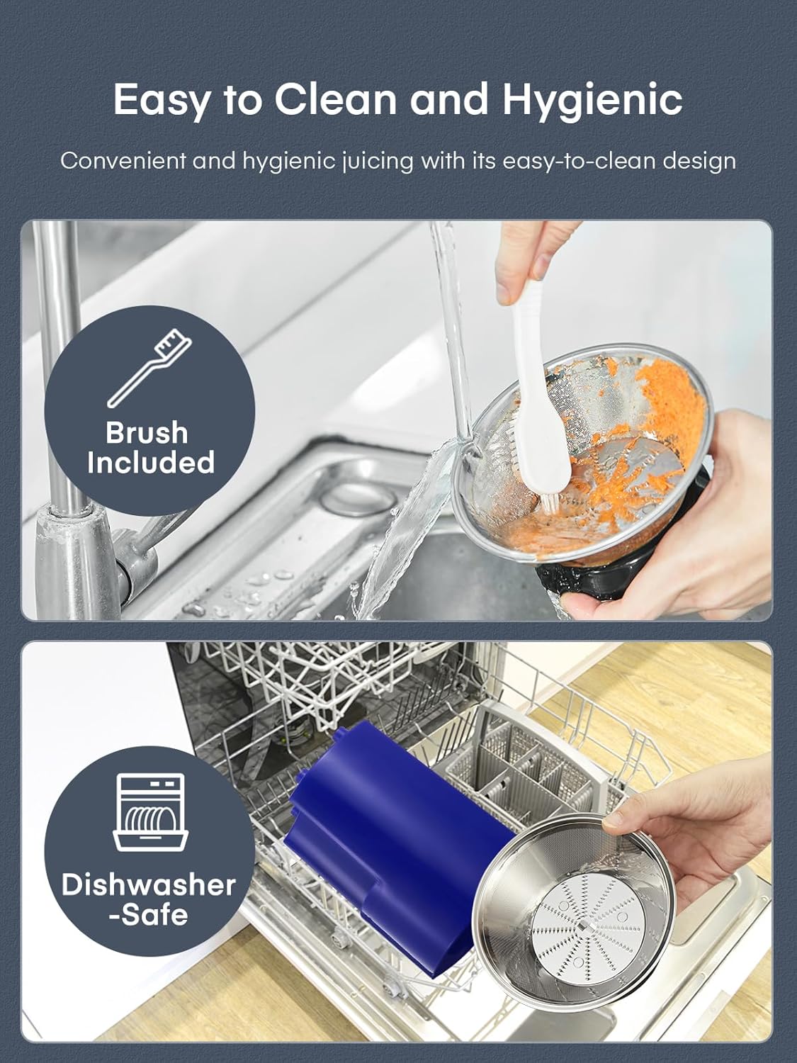 Juicer Machines, Juilist 3" Wide Mouth Juicer Extractor, for Vegetable and Fruit with 3-Speed Setting, 400W Motor, Easy to Clean, Blue