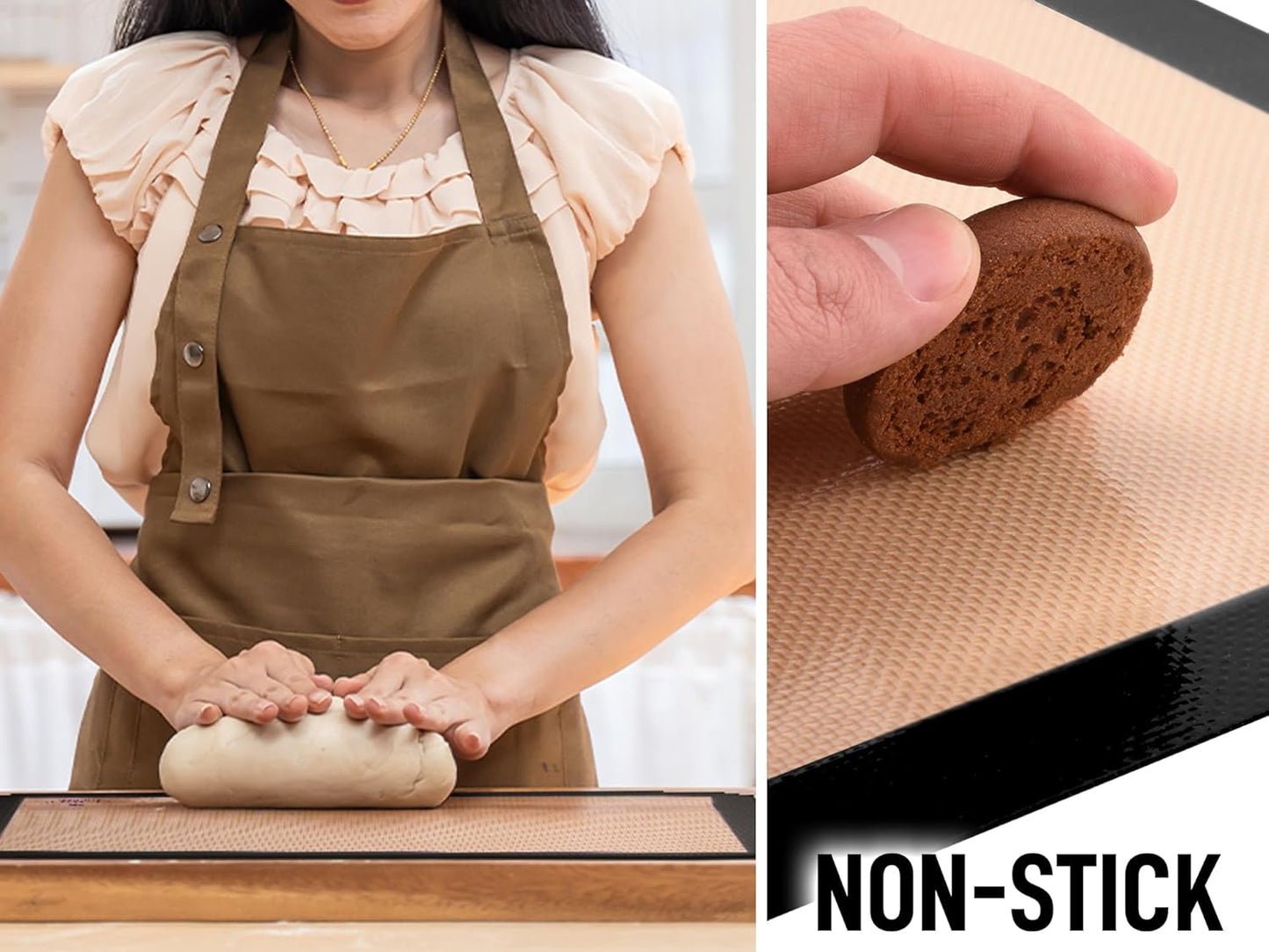 Zulay Kitchen 2-Pack Silicone Baking Mat - 16.5"x11.6" Reusable Nonstick Baking Sheet - Black