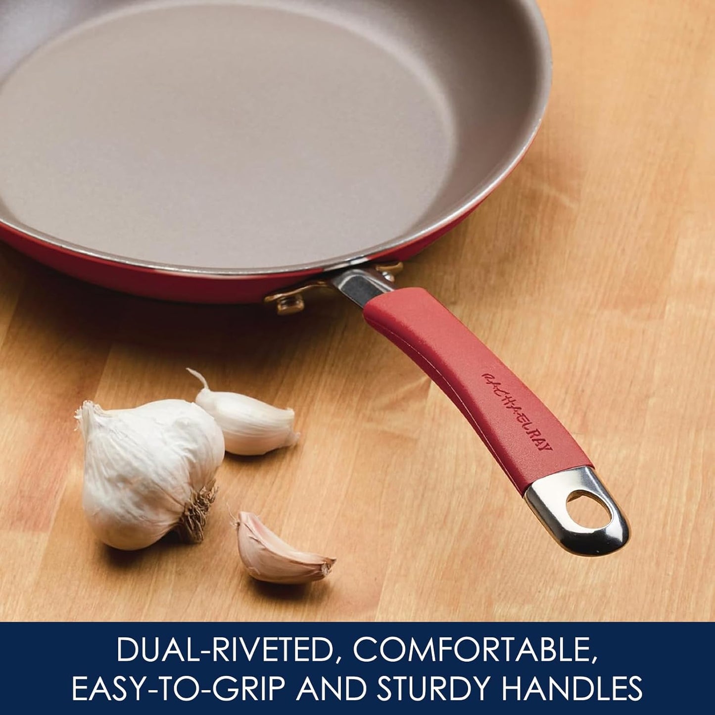 Rachael Ray Cucina Nonstick Cookware Pots and Pans Set, 12 Piece, Cranberry Red