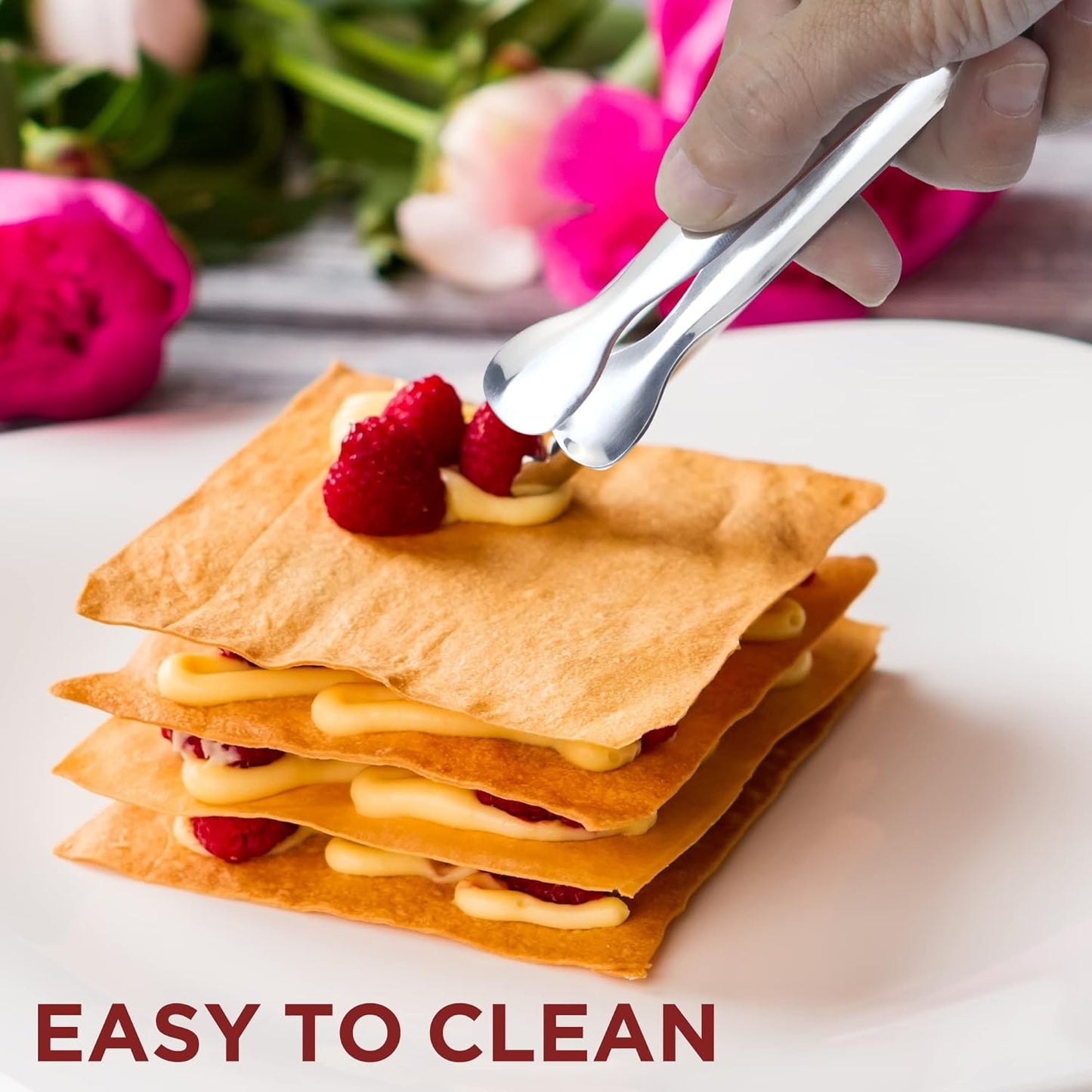 DUGATO 12 Pack Mini Serving Tongs (4.3 Inch Stainless Steel) - Small Appetizer, Sugar Cube & Ice Tongs for Tea Party, Coffee Bar, Buffets - Silver