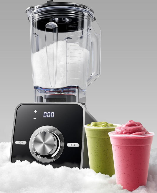 Home Blender, 1400W High-Speed Blender for Ice Crushing Power, Stainless Steel Blades, Kitchen Timer, 10 Speeds, 6 Programs for Smoothies, Frozen Drinks, Self-Cleaning, 64oz Bulk Production
