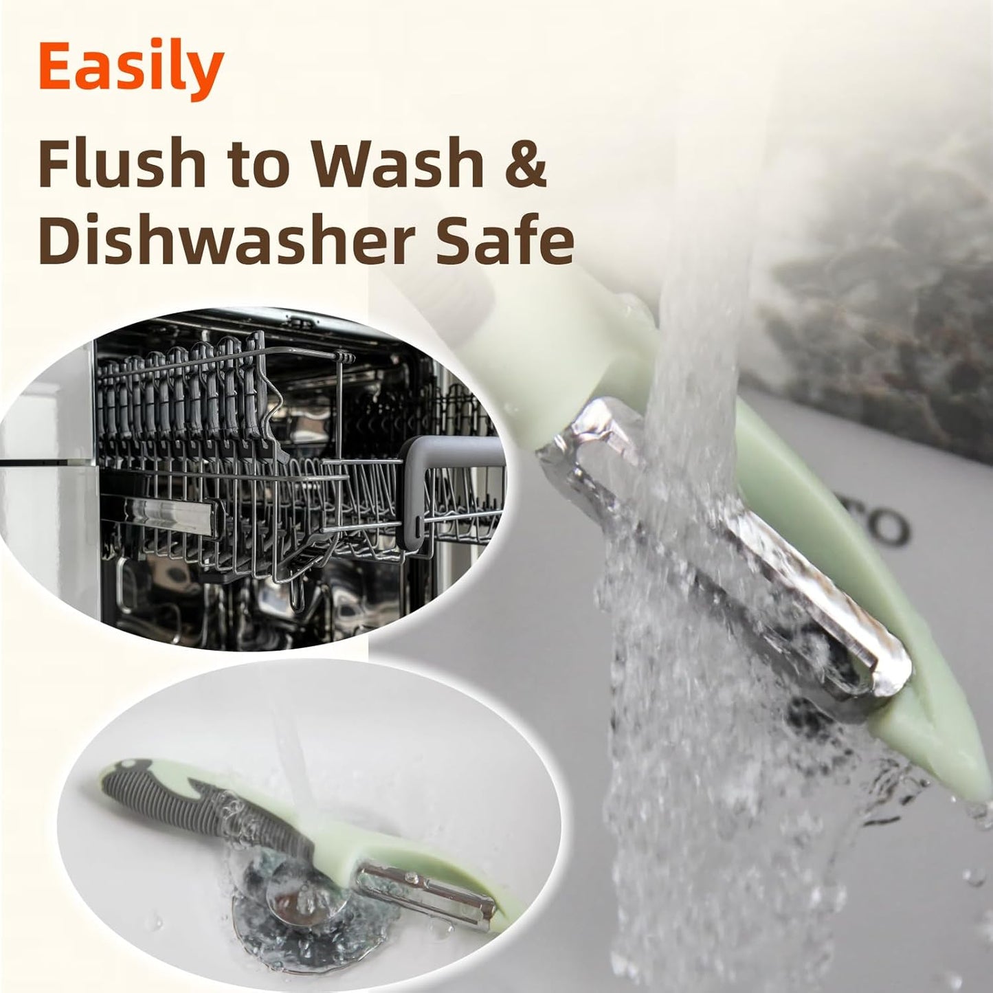 Stainless Steel Vegetable and Fruit Peeler, Swivel Straight Peeled Gadget for Kitchen - Ideal Carrot Cucumber Potato Peeler with Ergonomic, Non-Slip and Cute Handle (Ivory White)