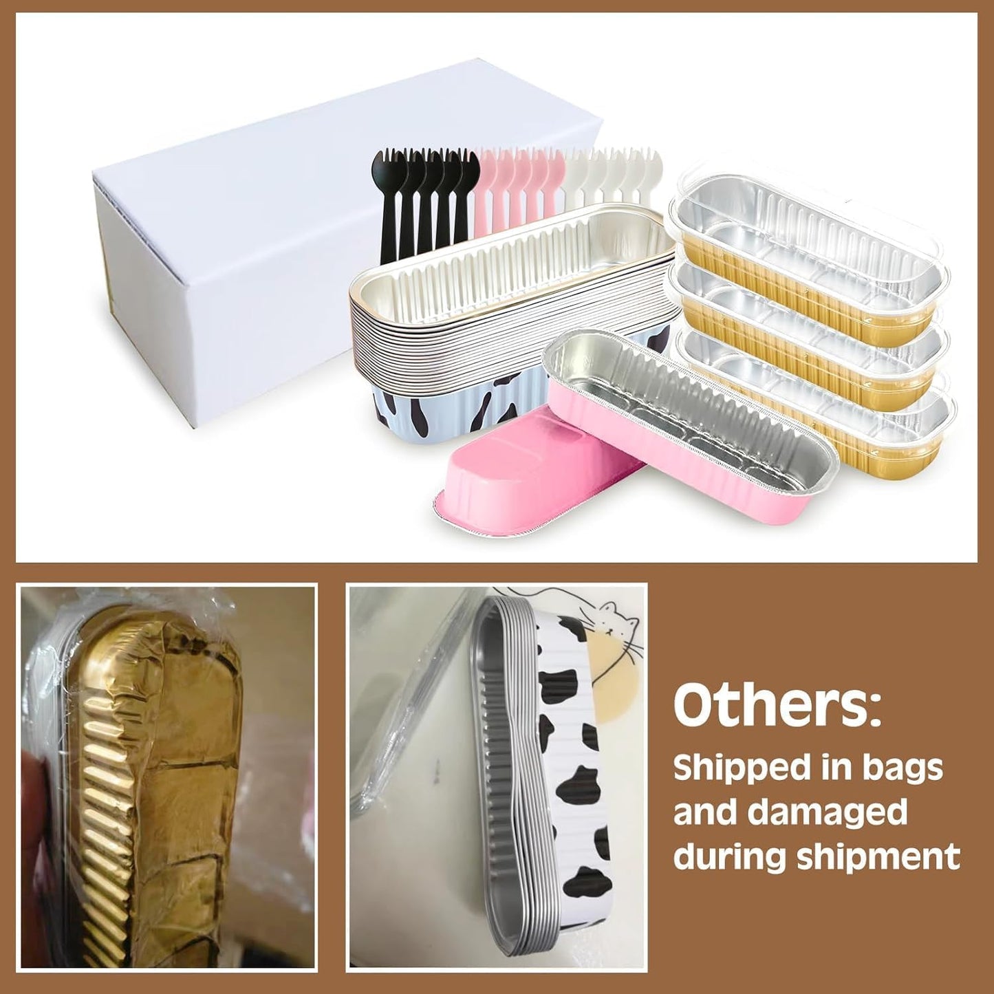 50 PCS Multiple colors Mini Loaf Pans with Lids, 6.8oz Cake Pans for Baking, Disposable Mini Aluminum Foil Loaf Pans, for Party Individual Serving.