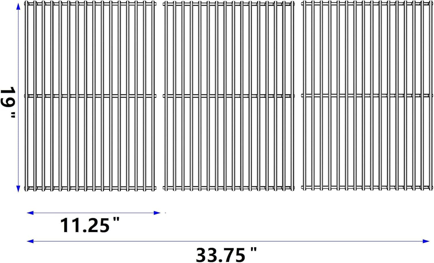 15/17/19 Inch Grill Cooking Grates Replacement for Weber Genesis II E-410, E-435, S-435, SE-410, 66089 66097, Kitchen-aid 720-0856V 740-0781, Weber Genesis II LX 400 SER GBS S-435