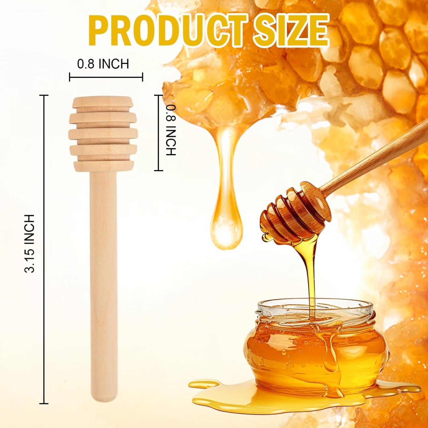 200 PCS Wooden Honey Dipper Sticks, 3 Inch Honey Sticks Mini Honeycomb Sticks, Mini Honey Dipper Honey Stirrers for Honey Jar Dispense Drizzle Honey and Wedding Party Favors Gift