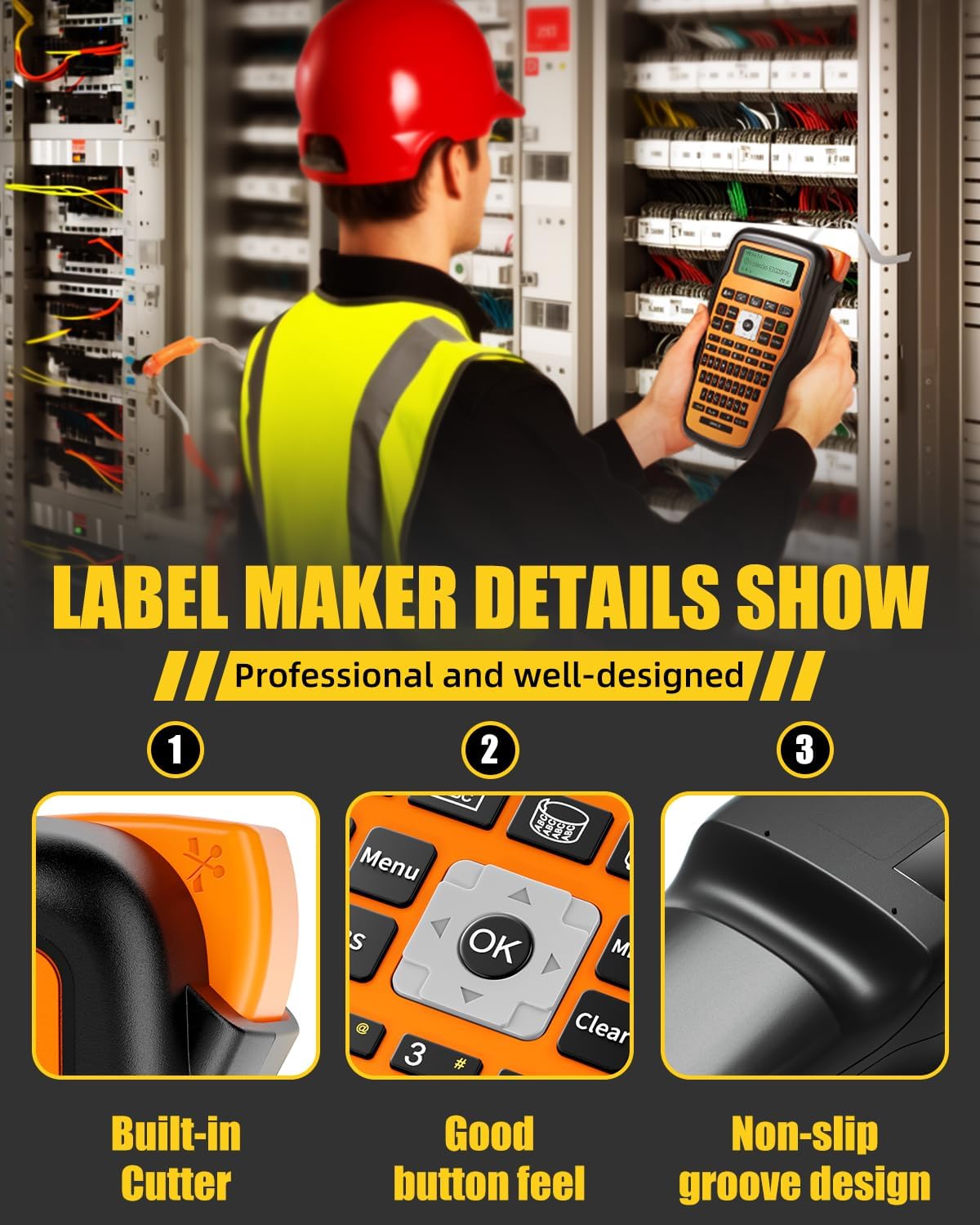 Label Maker Machine with-Tape, Heat Shrink Label Maker Waterproof-Labels, Wire Cable label Maker, E1000 Labeler Machine with-Tape 12mm Laminated Handheld Labeling Machine for Industrial Office