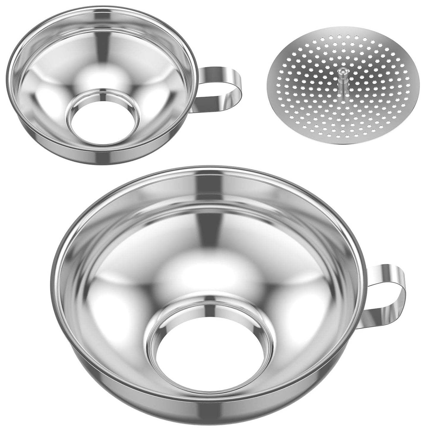 3 Pcs Canning Funnel with Strainer Stainless Steel Wide Mouth Kitchen Stackable Mason Jar Funnel for Filling Bottles