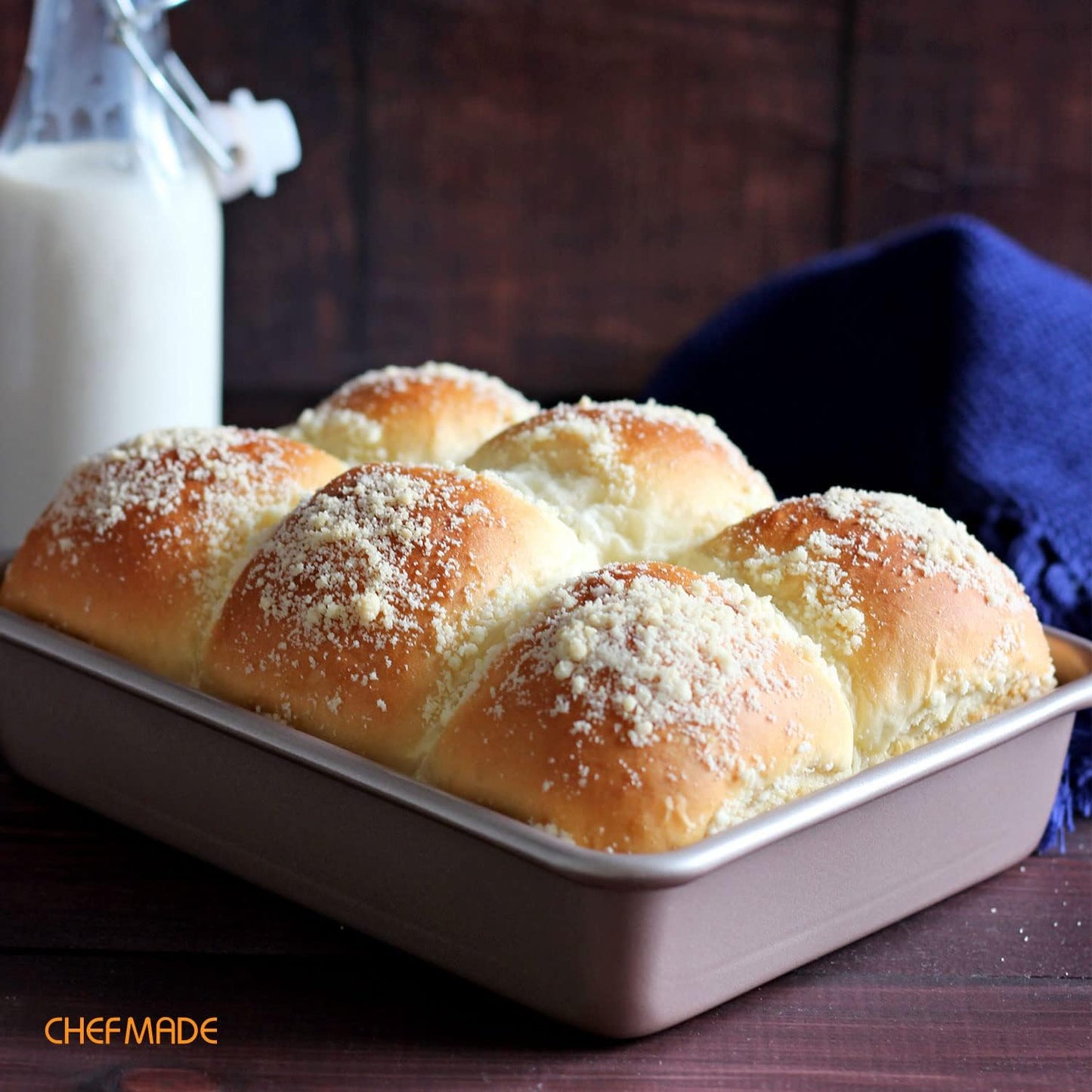 CHEFMADE 8.7-Inch Rectangle Cake Pan, Non-Stick Deep Dish Bakeware for Oven Baking (Champagne Gold)