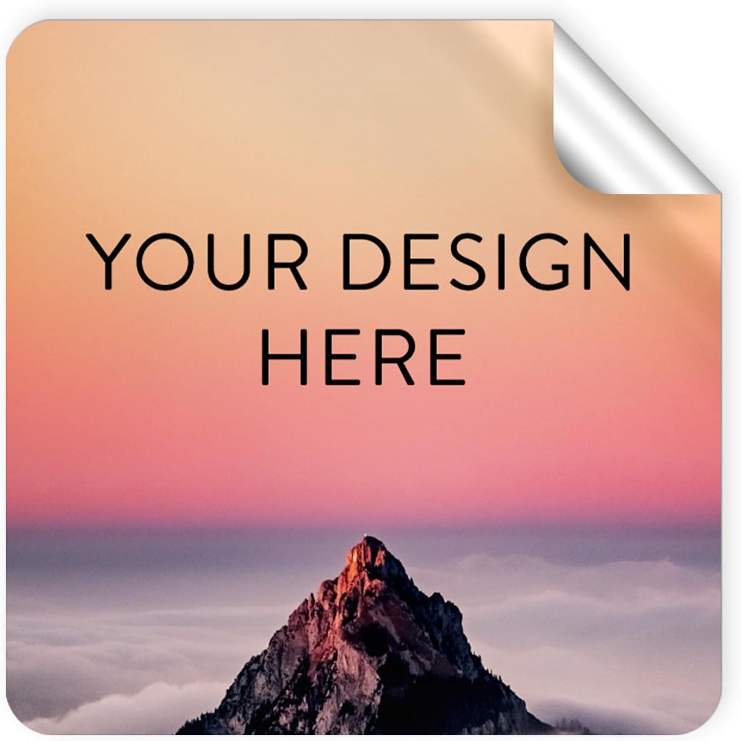 100 Custom Vinyl Stickers - Upload Your own Image, Text, Design, Logo - Personalized Logo Labels for Handmade, Packaging, Bottle, Jars, Candle, Brand Stickers (Mountain, 2x2 Square)