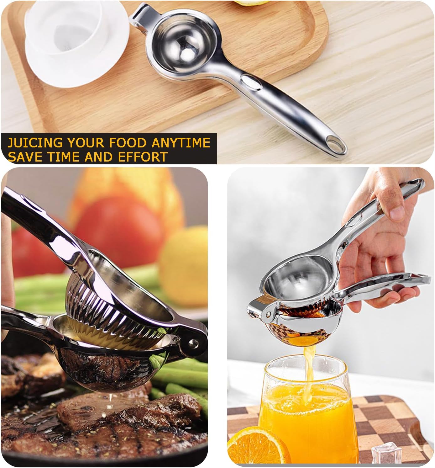 Lemon Squeezer - Lemon Squeezer Manual Citrus Juicer - Lemon Manual Press Juicers Stainless Steel - Lime Squeezer Lemon Juicer Squeezer with Grater