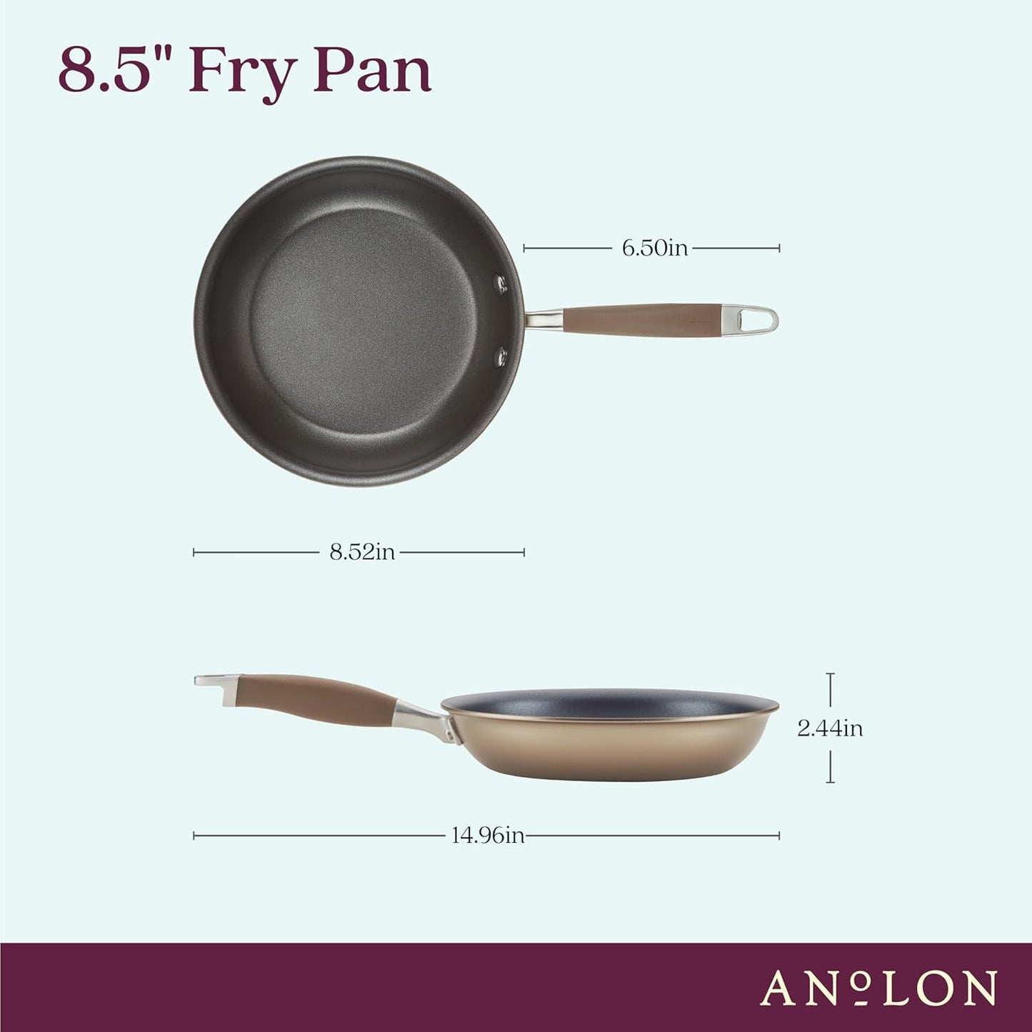 Anolon Advanced Home Hard Anodized Nonstick Frying Pan, 8.5 Inch – Small Non Stick Egg Pan, Durable Nonstick Skillet - Bronze