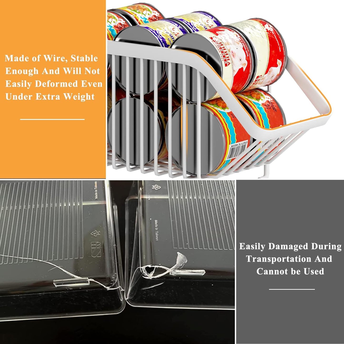 GILLAS 6 Pack Stackable Soda Can Organizer for Refrigerator, Can Holder Dispenser, Canned Food Storage Rack for Fridge, Kitchen, Countertops, Cabinets, White