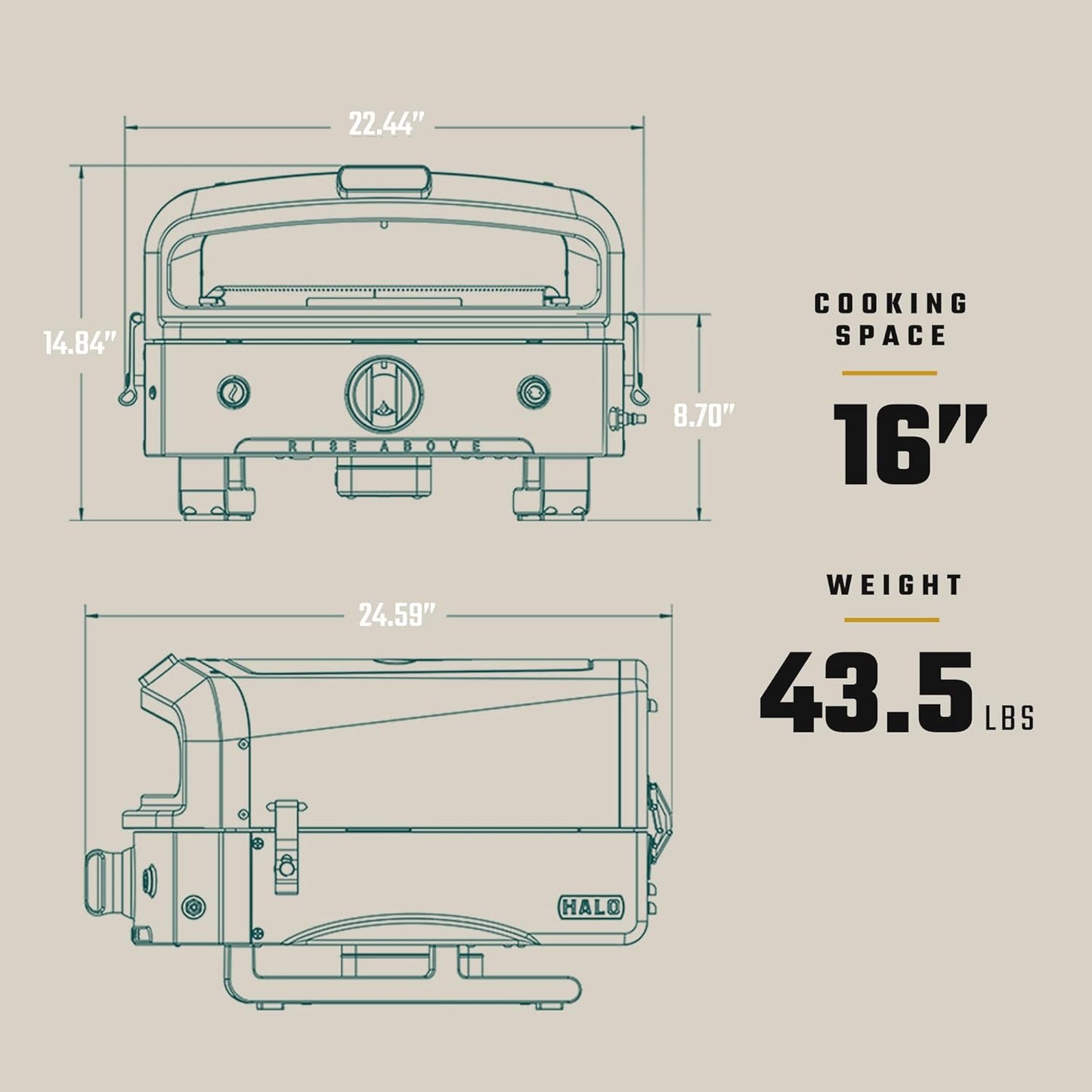 Halo Versa 16 Propane Gas Outdoor Pizza Oven with Rotating Cooking Stone | Portable Appliance for all Outdoor Kitchens | Oven Cover Included