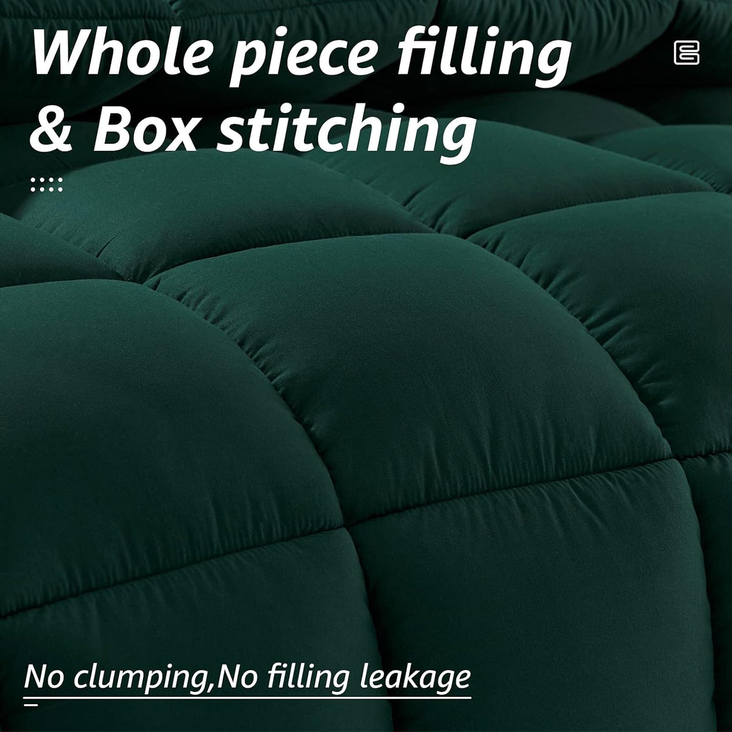HYLEORY All Season Queen Size Bed Comforter - Cooling Goose Down Alternative Quilted Duvet Insert with Corner Tabs - Winter Warm - Machine Washable - Emerald Green