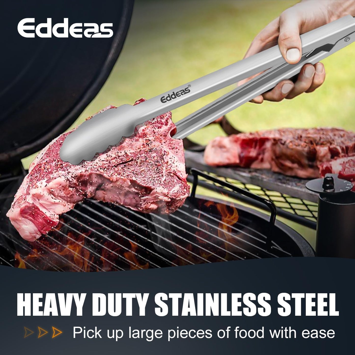 Grill Tongs, 600 Degrees Heat Resistant 17 Inch Extra Long BBQ Tongs, All Metal Kitchen tongs, Heavy Duty Stainless Steel Locking Tongs for Cooking, Grilling, Barbecue/BBQ, Buffet, 2 Pack