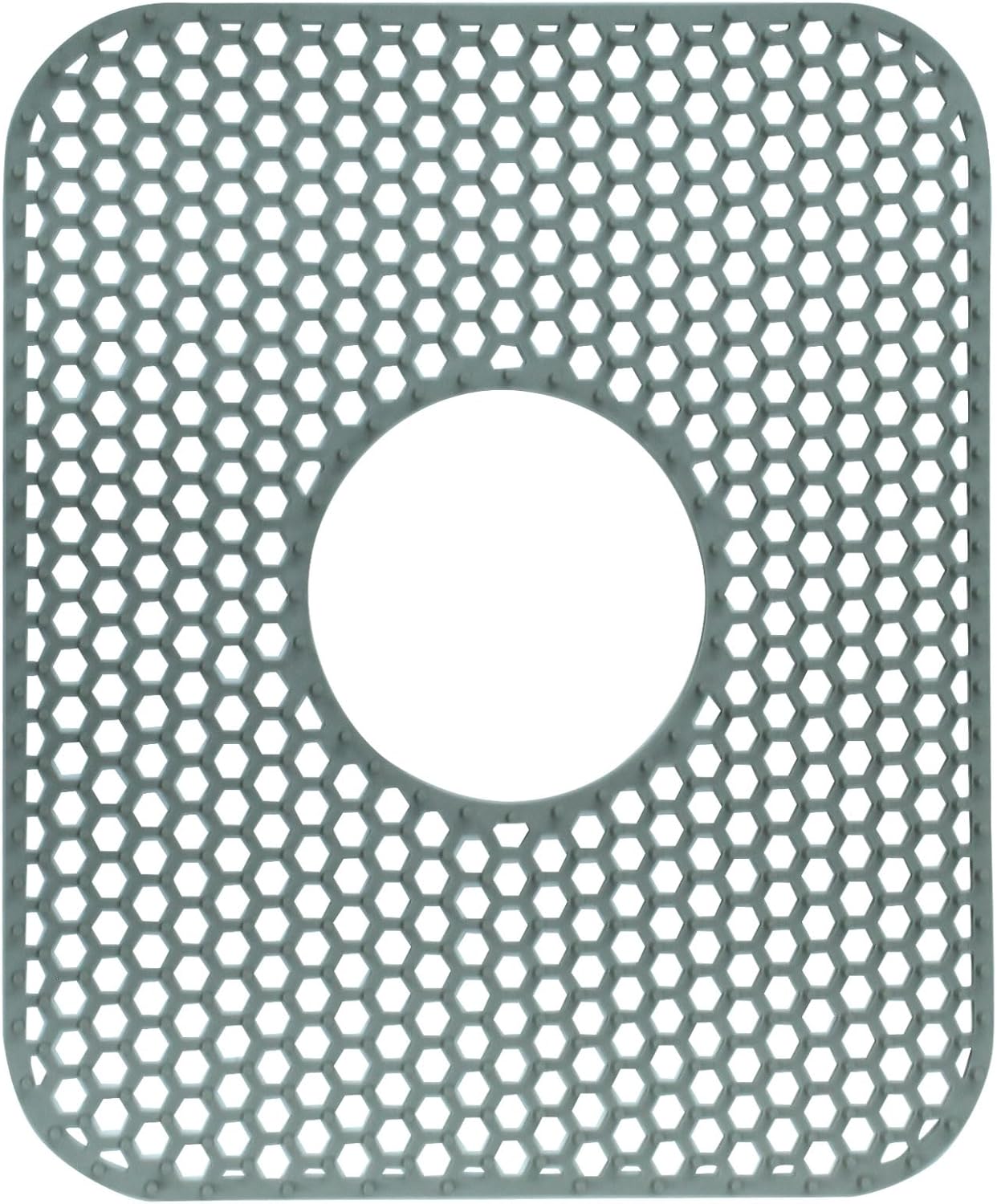 1 Pcs Folding Sink Mat Kitchen Protector, Grey Center Drain Heat Resistant Silicone Mats Non-slip , for Kitchen Stainless Ceramic Sinks Households