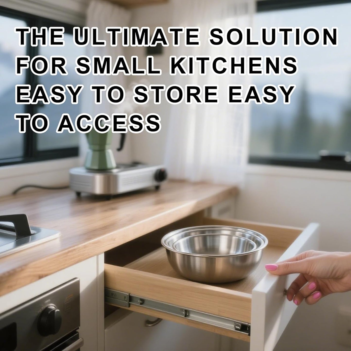 Stainless Steel Mixing Bowls, Three nested Large Mixing Bowls Stainless Steel with scale Perfect for Your Kitchen Needs Like Cooking,Baking, and Making Salads