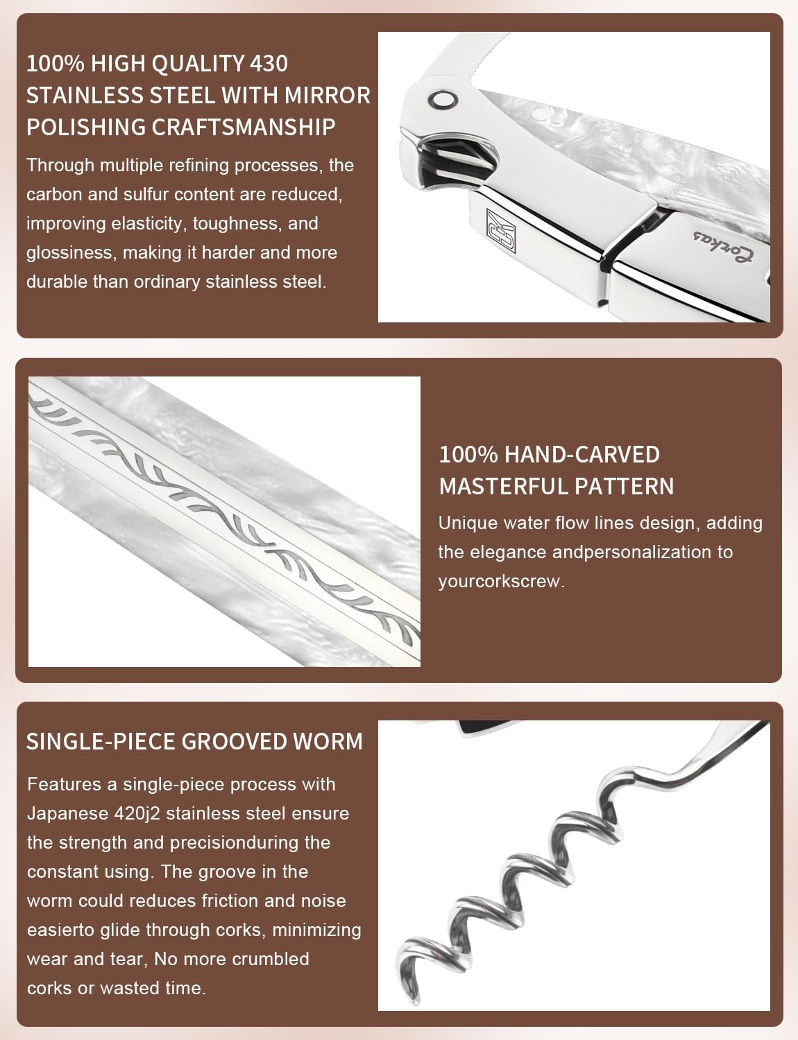 Wine Key - CORKAS Prestige Waiter Corkscrew with Moonstone Resin Handle, Handcrafted Wine Opener Manual with Double Hinged, Foil Cutter and Bottle Opener, Gifts for Sommelier, Bartenders, Servers