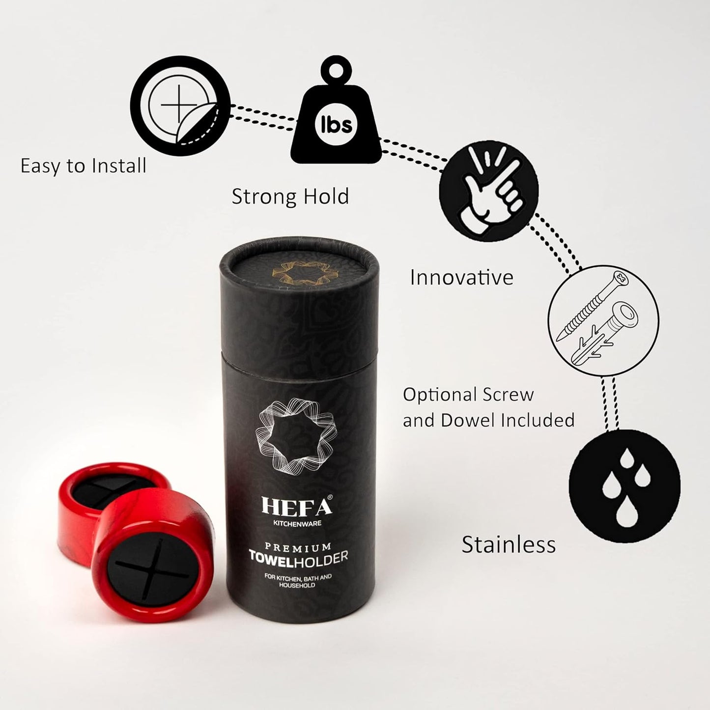 HEFA Towel Holder, Towel Hooks, Dish Towel Holder, Kitchen Organization, Bathroom Accesories, Kitchen Towel Hook, Kitchen Towel Holder, Christmas Gift, Kitchen Gadgets 4 Pack