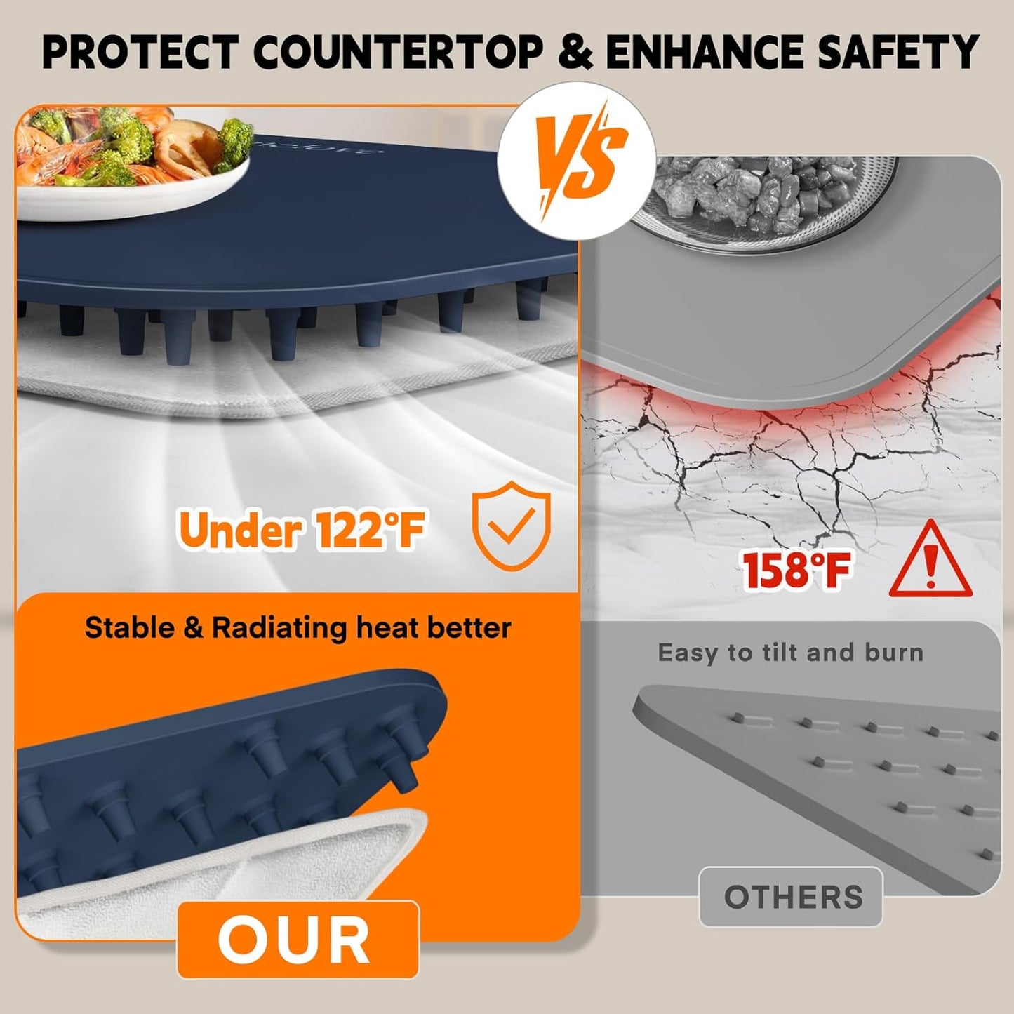 Homelove Food Warming Mat Waterproof - Electric Warming Tray with 6-Level Temperature and Hours Setting, Full Surface Graphene Heating, Dishwasher-Friendly Food Warmer Mat for Parties, Kitchen (Blue)