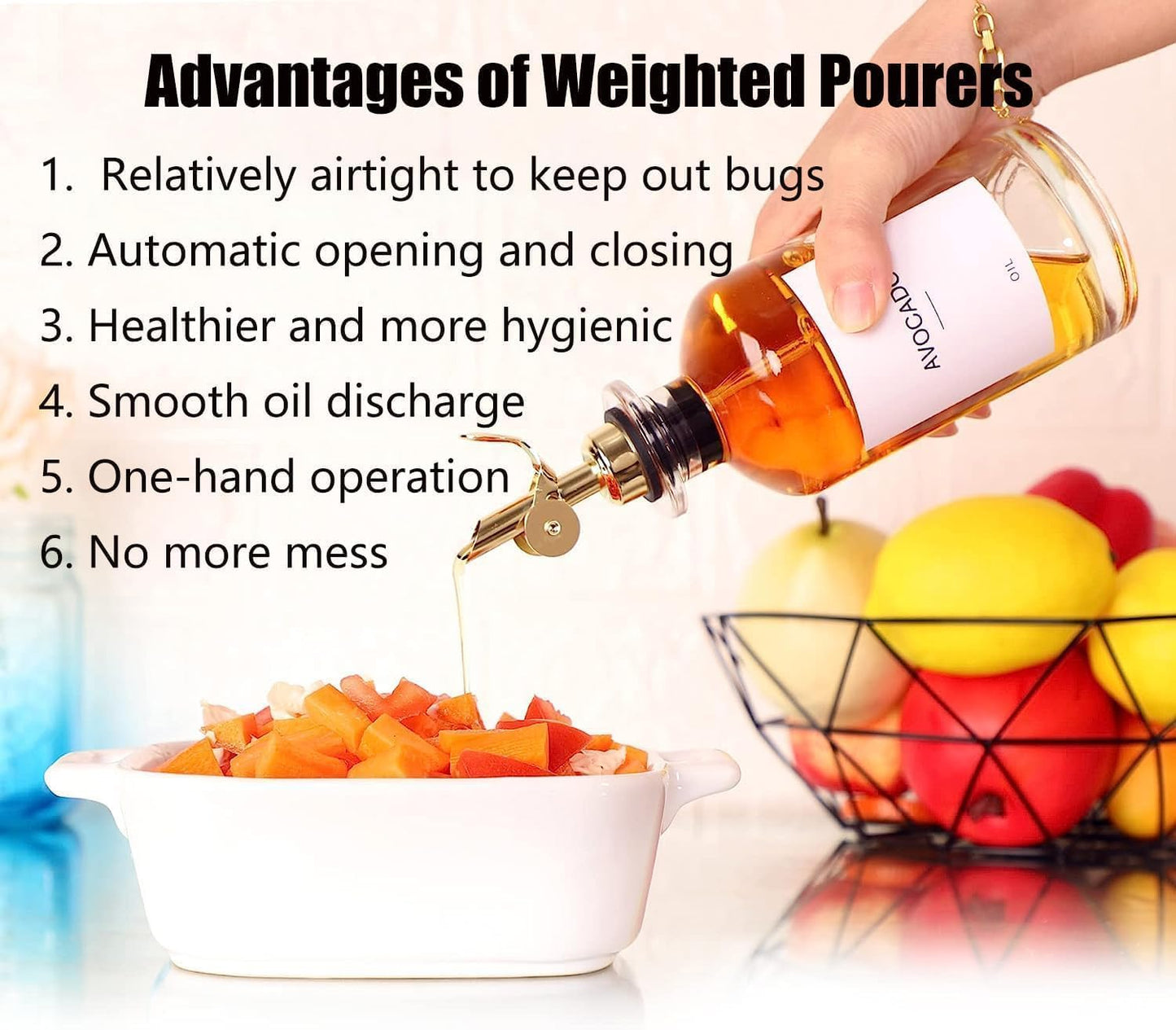 Pafusen 2 Pack Olive Oil Dispenser Bottle, 12 oz Oil Bottles for Kitchen, Glass Oil Coffee Syrup Dispenser, Simple Syrup Bottles with 2 Auto Flip Olive Oil Pourers, Gold