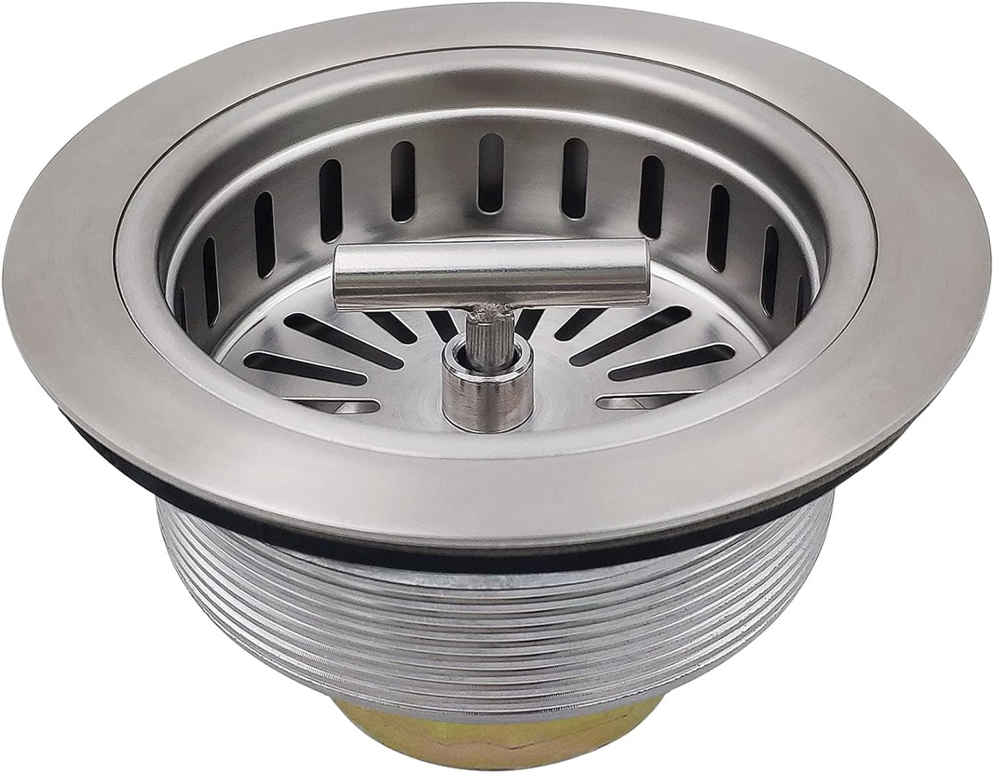 3-1/2 Inch Brushed Nickel Sink Strainers for Kitchen Sink, Stainless Steel Kitchen Sink Drain Strainer Assembly with Strainer Basket And Drain Stopper, US Standard Kitchen Sink Drain Replacement